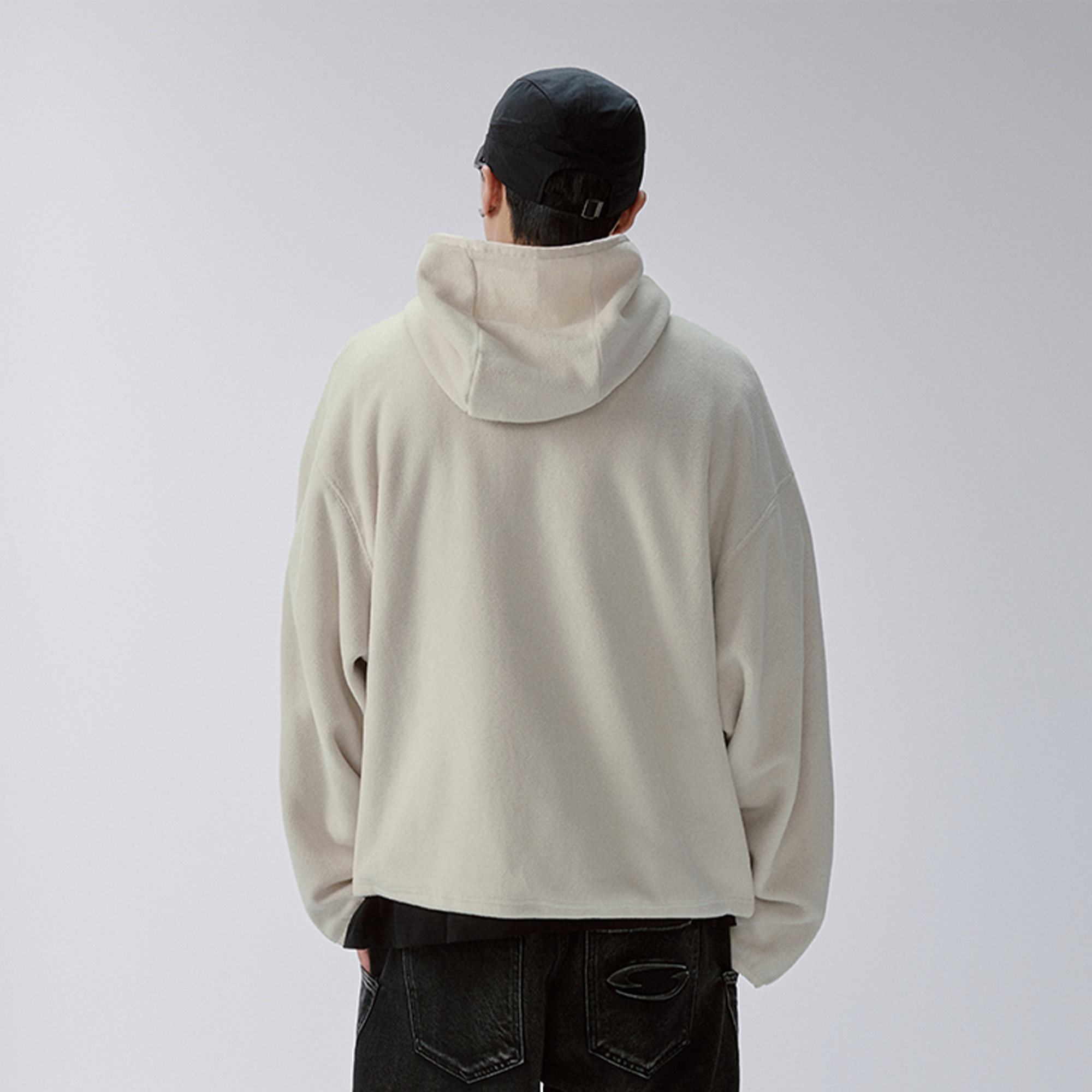 F2CE Embroidered LOGO Patch Half-Zip Fleece Hoodie