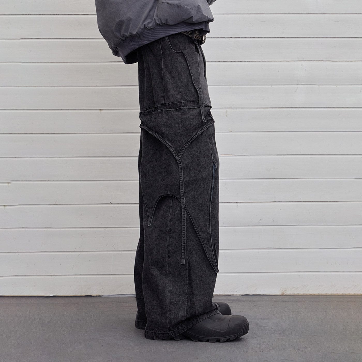 DND4DES Multi-Layered Stripes Deconstructed Jeans, premium urban and streetwear designers apparel on PROJECTISR.com, DND4DES
