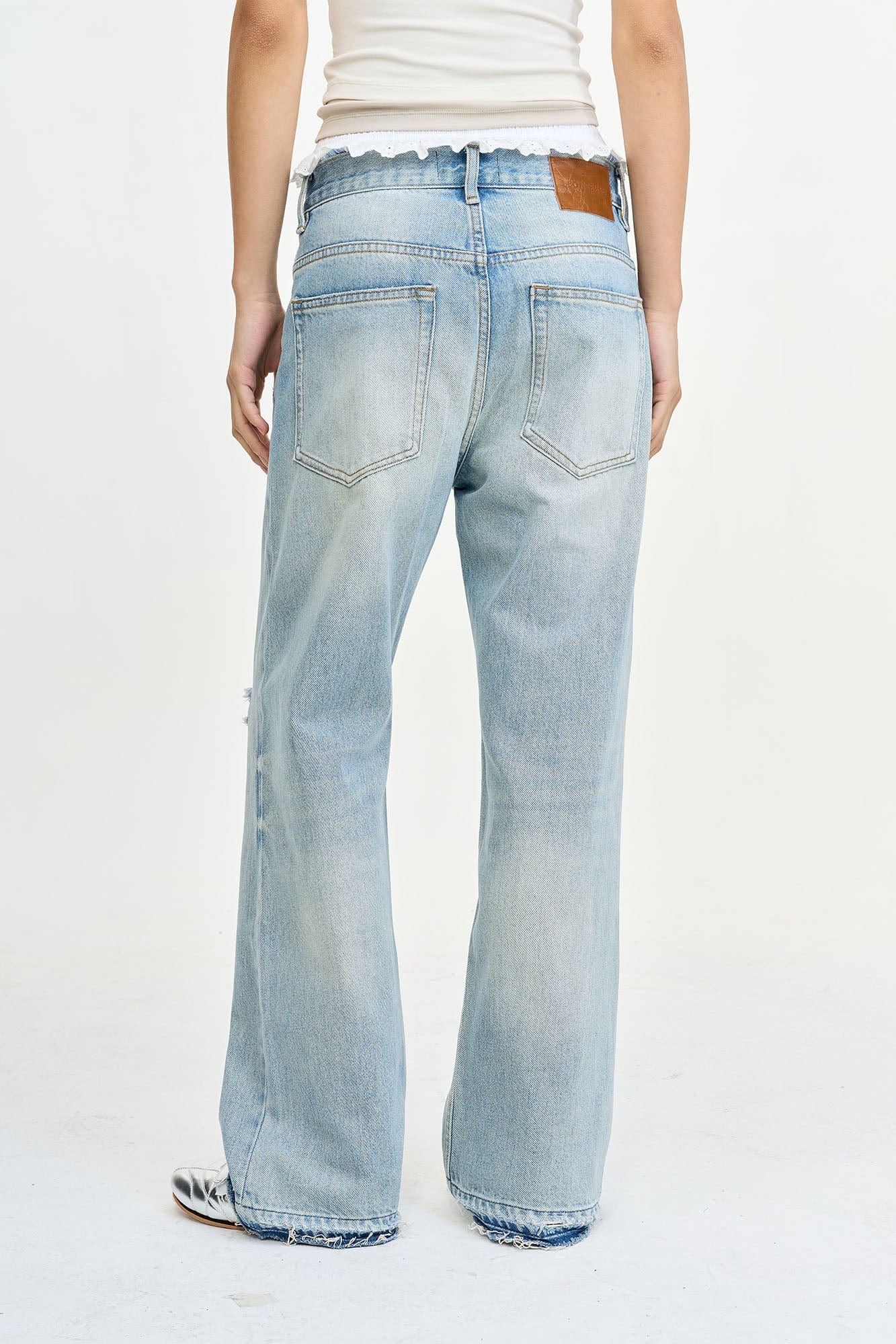 LEONSENSE Washed Ripped Frayed Straight-Leg Jeans, premium urban and streetwear designers apparel on PROJECTISR.com, LEONSENSE
