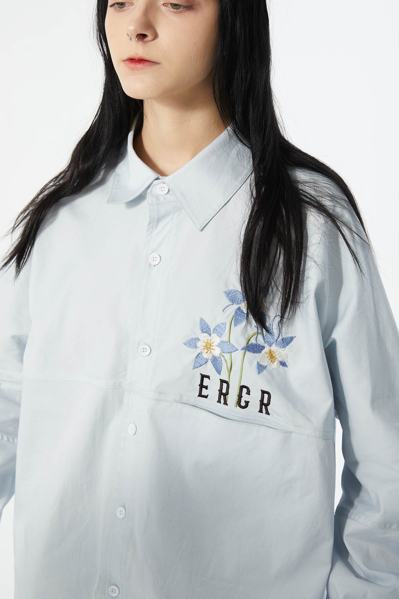 ERROR CODE ROBOT Botanical Embroidered Logo Shirt, premium urban and streetwear designers apparel on PROJECTISR.com, ERROR CODE ROBOT