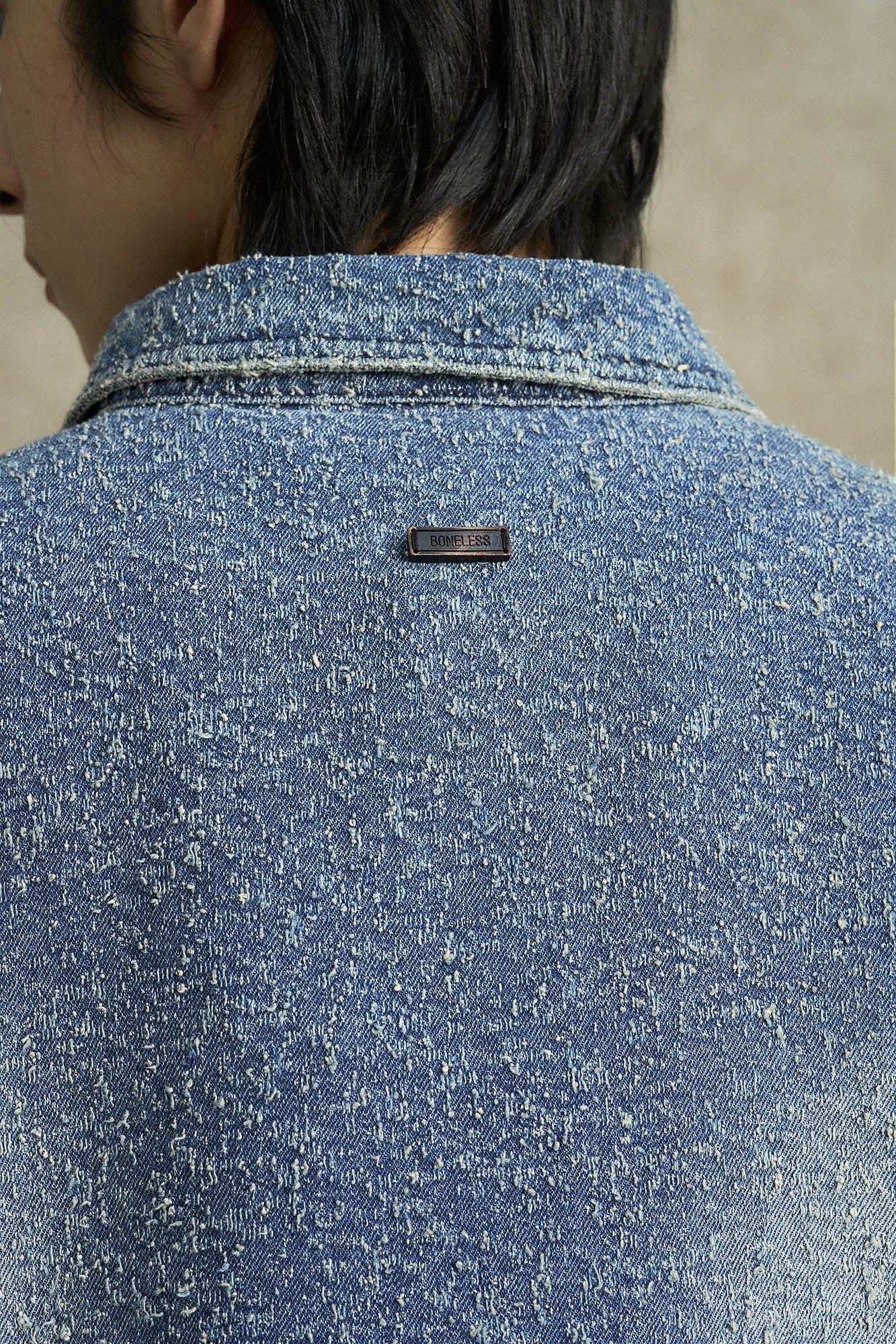 BONELESS Washed Frayed Edge Denim Jacket, premium urban and streetwear designers apparel on PROJECTISR.com, BONELESS