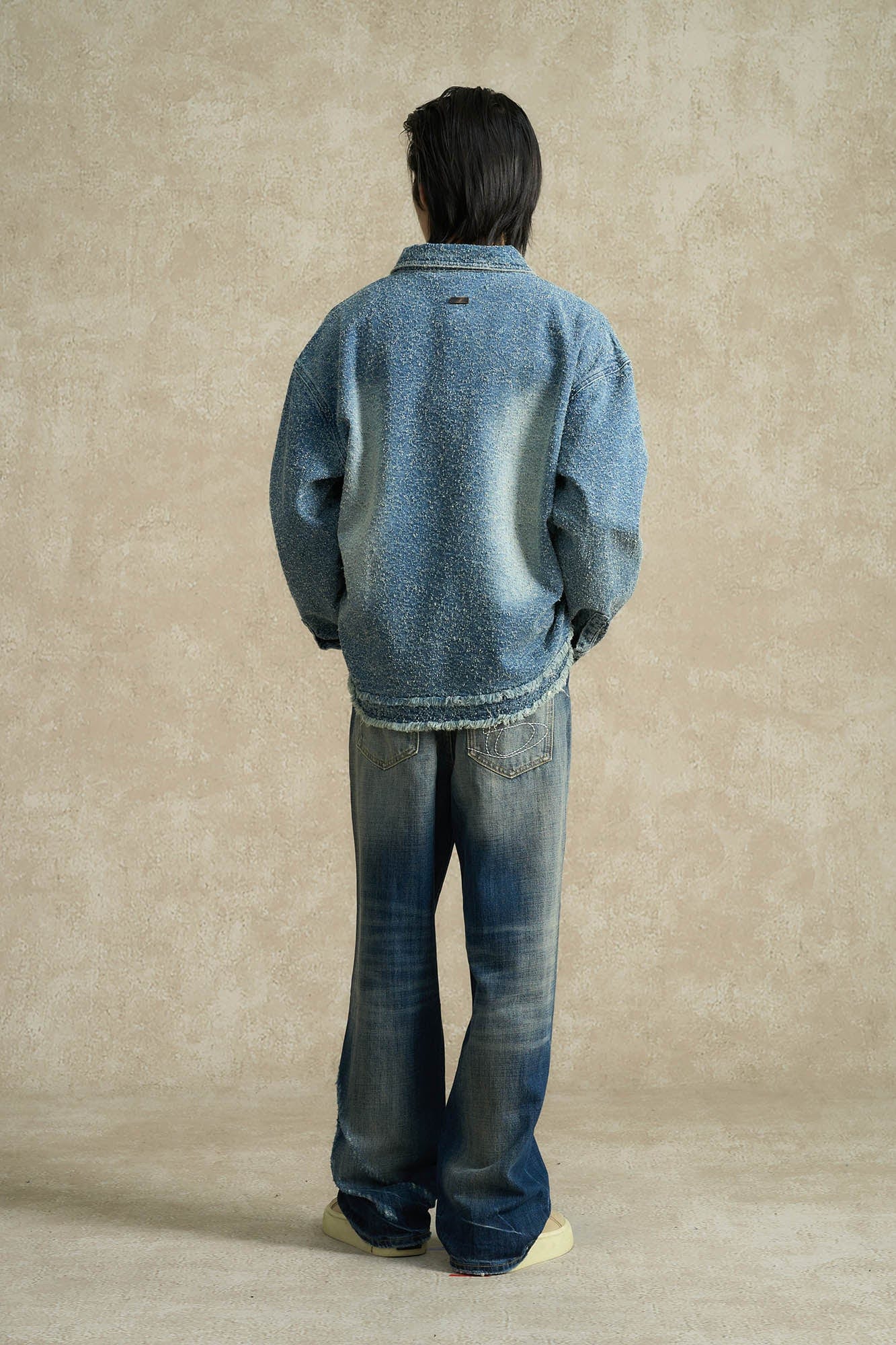 BONELESS Washed Frayed Edge Denim Jacket, premium urban and streetwear designers apparel on PROJECTISR.com, BONELESS
