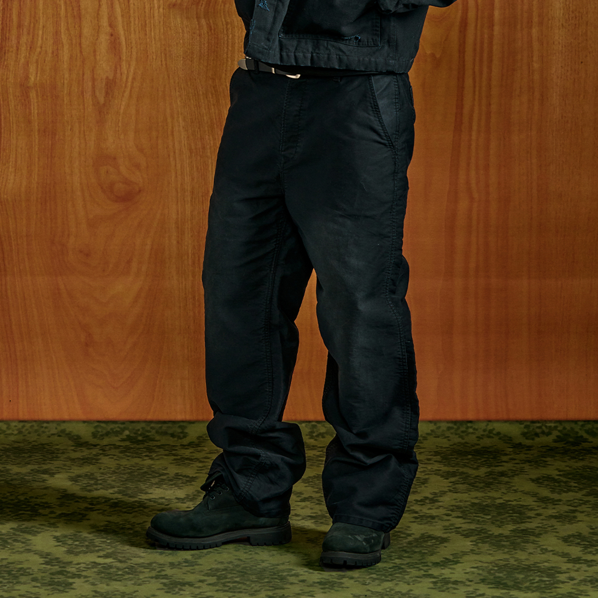 PMW Retro Washed Crinkled Wide-Leg Jeans