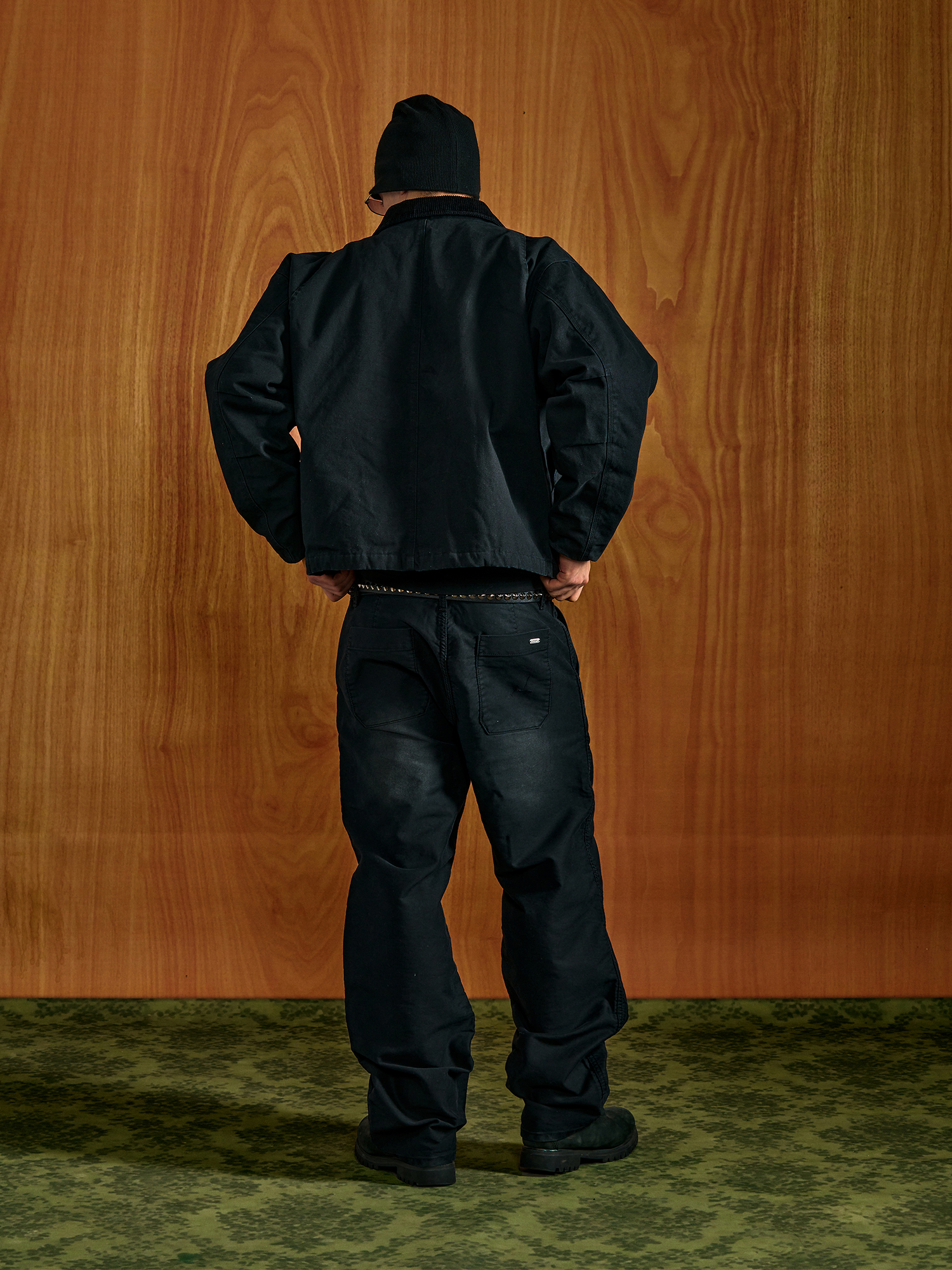 PMW Washed Distressed Corduroy-Collar Jacket