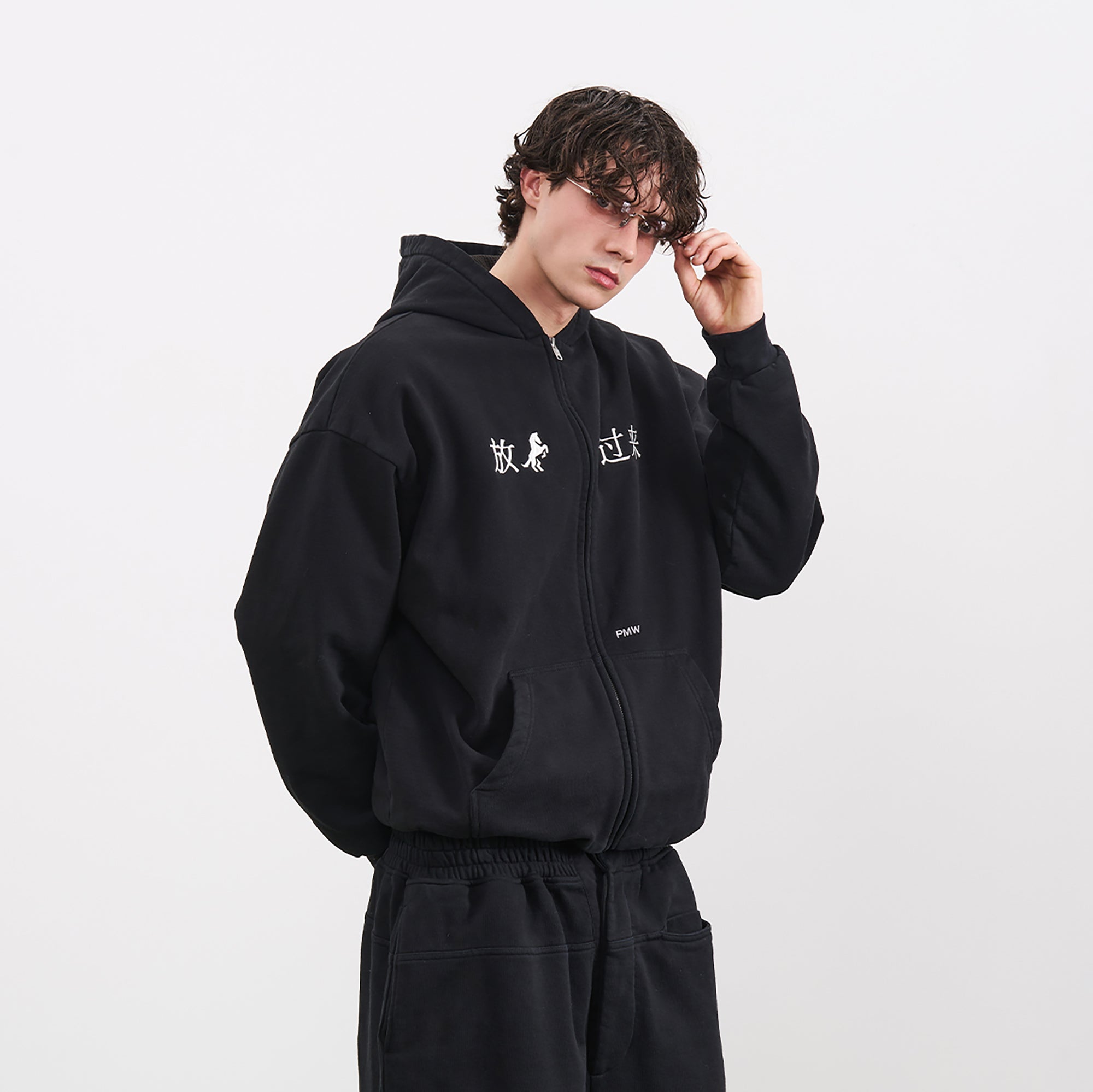 PMW Chinese Slogan Zip-Up Hoodie, premium urban and streetwear designers apparel on PROJECTISR.com, PMW