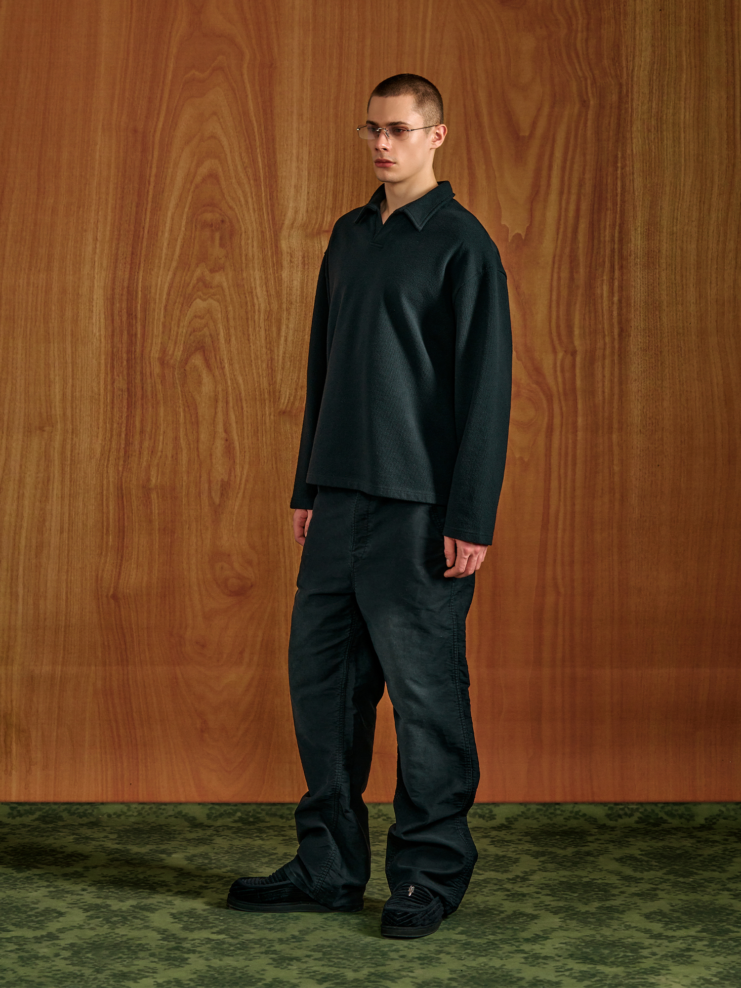 PMW Retro Washed Crinkled Wide-Leg Jeans