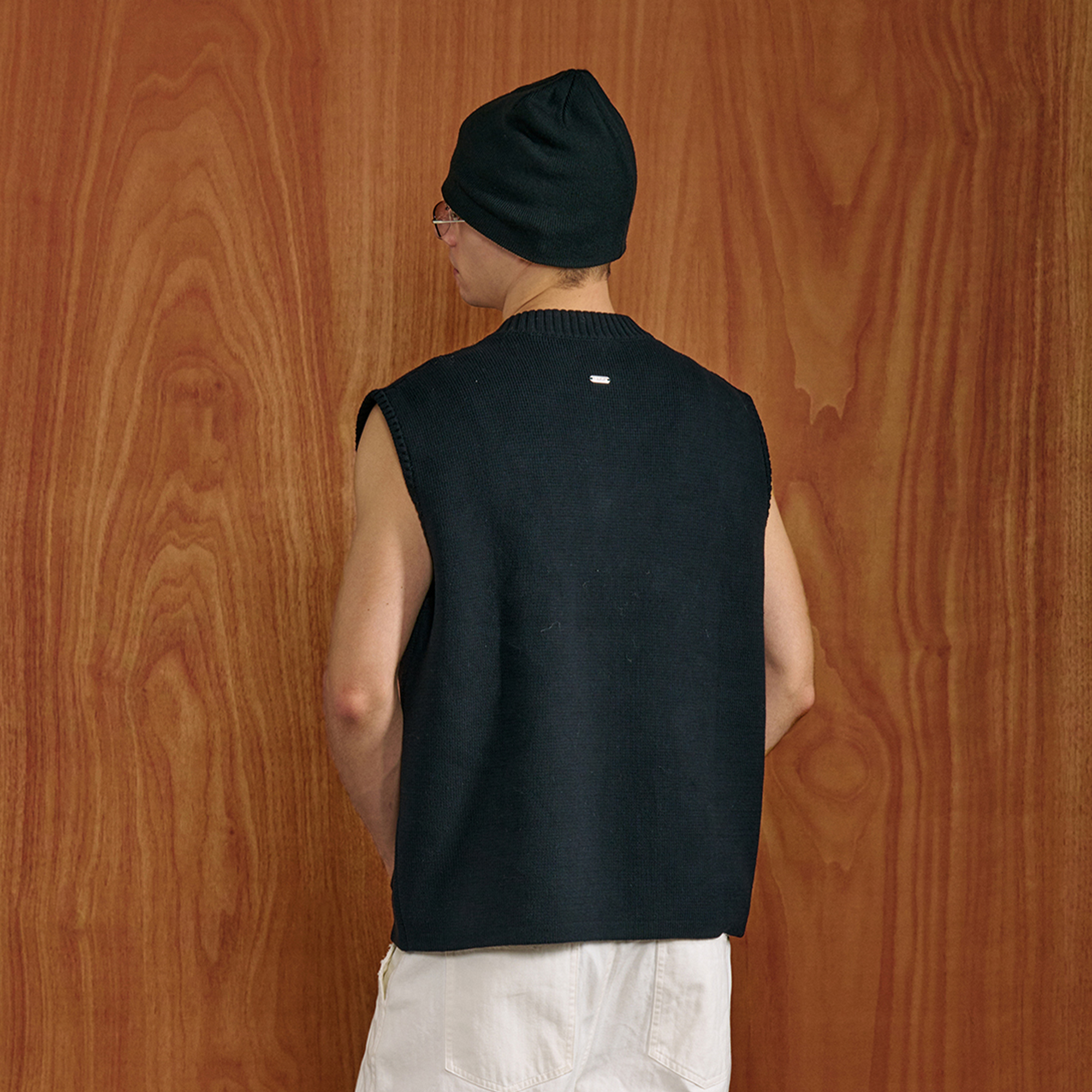 PMW Half-Zip Pockets Knit Vest