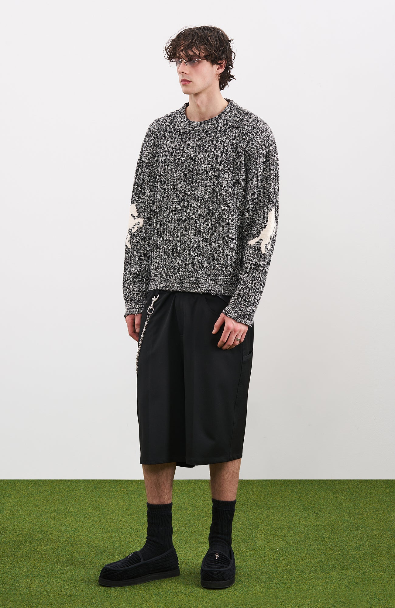 PMW Horse Elbow Patched Cable-Knit Sweater, premium urban and streetwear designers apparel on PROJECTISR.com, PMW