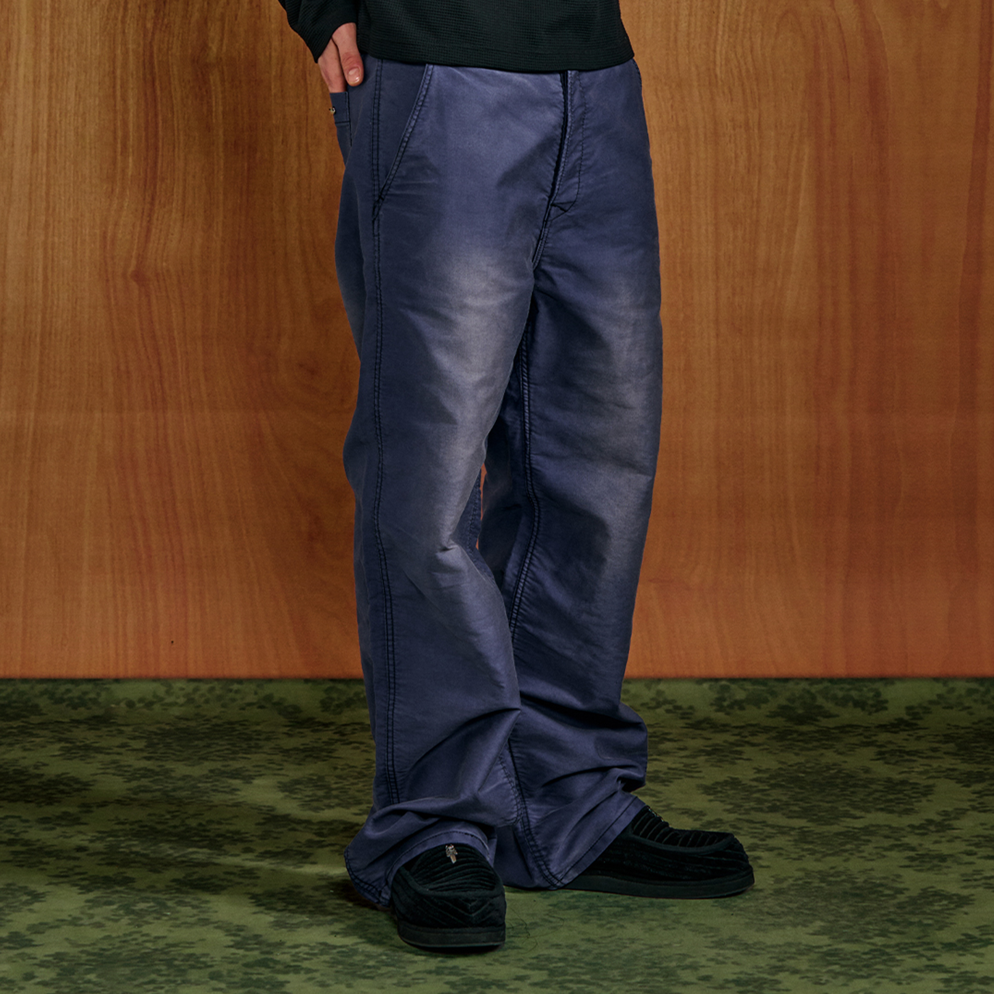 PMW Retro Washed Crinkled Wide-Leg Jeans