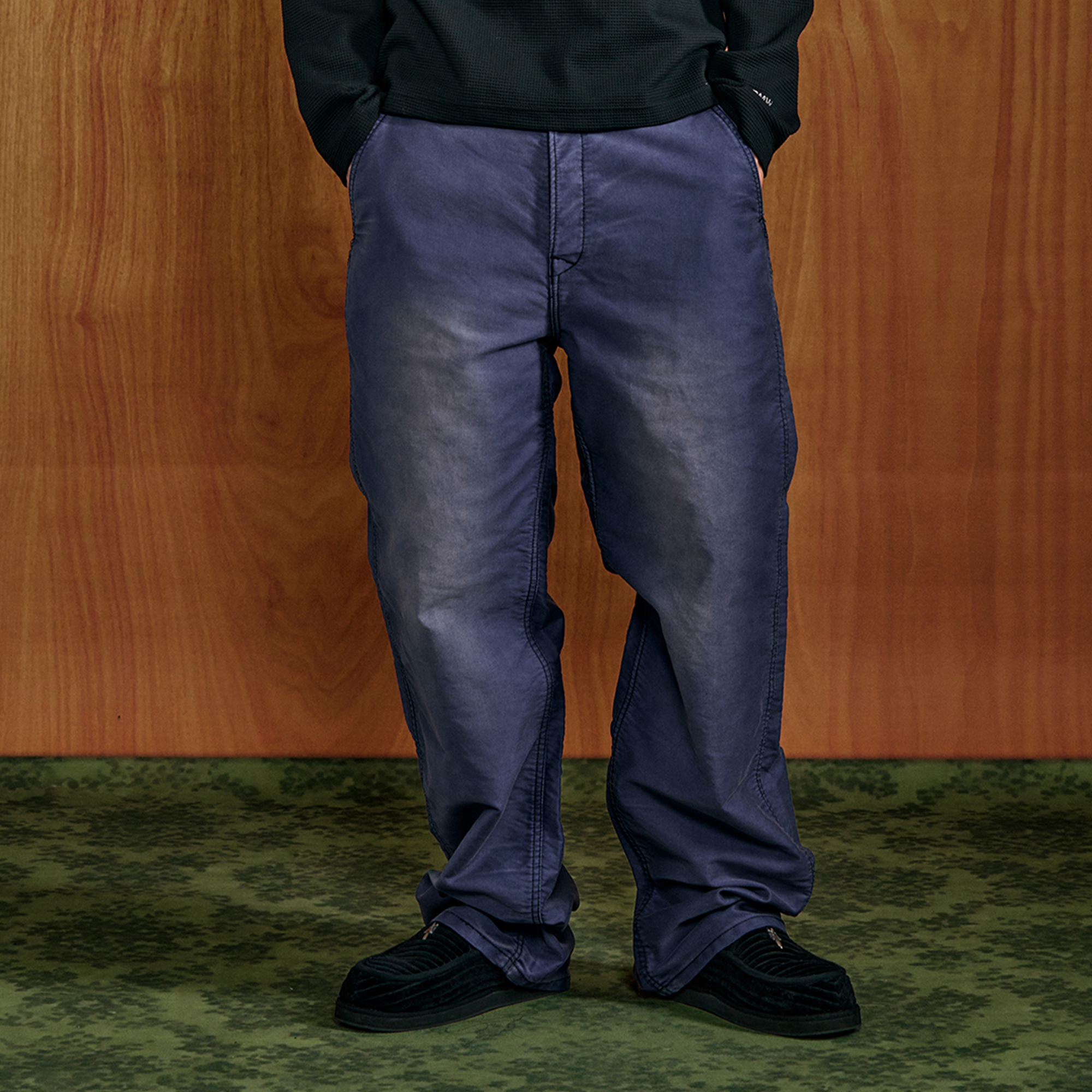 PMW Retro Washed Crinkled Wide-Leg Jeans