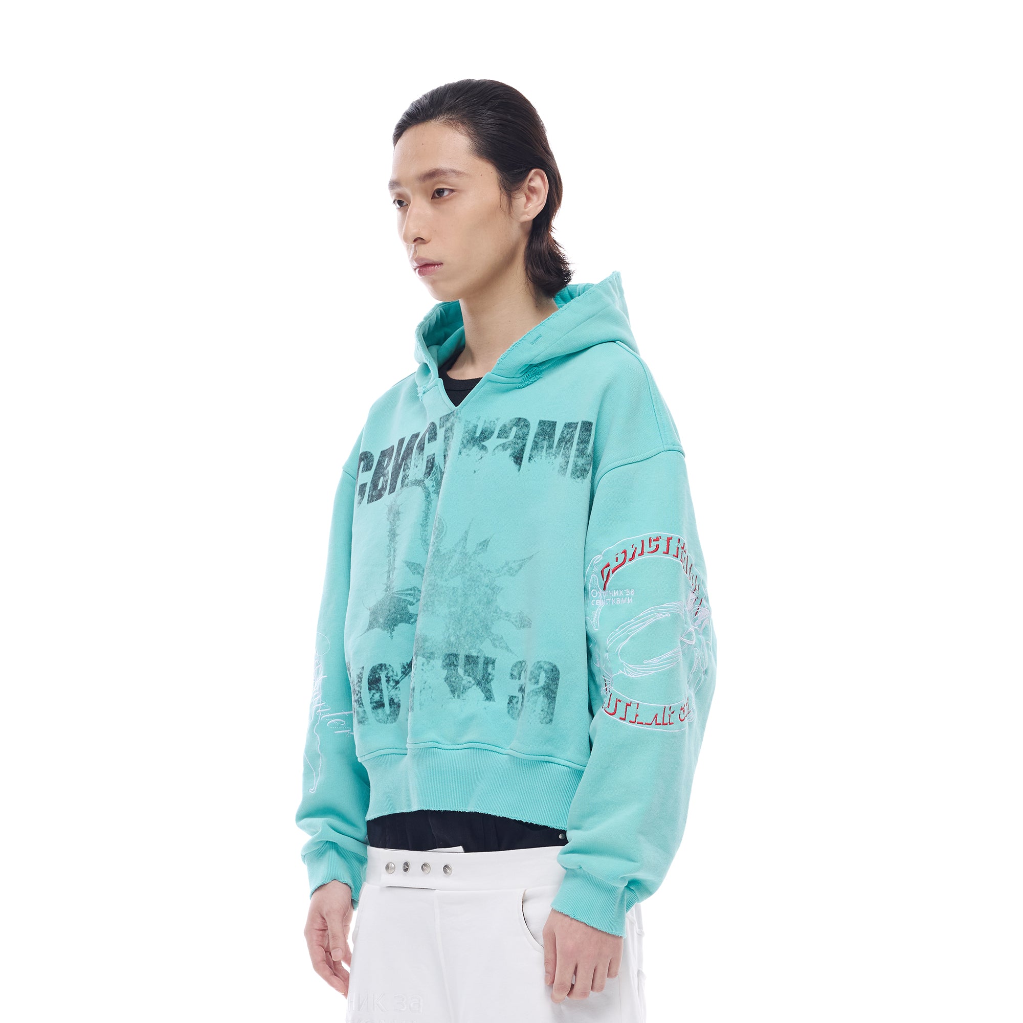 WHISTLEHUNTER Washed Graphic Embroidered Hoodie