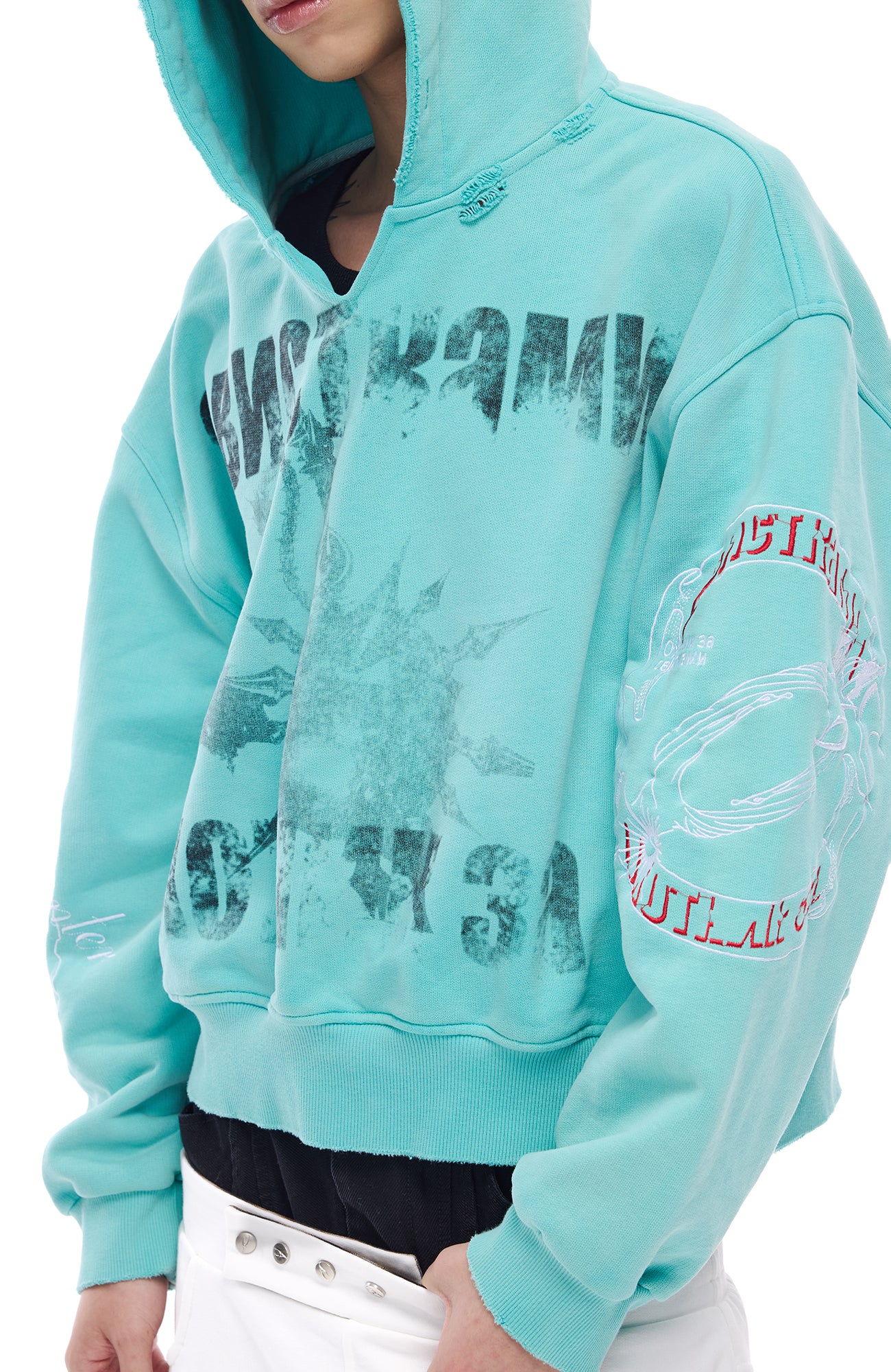 WHISTLEHUNTER Washed Graphic Embroidered Hoodie