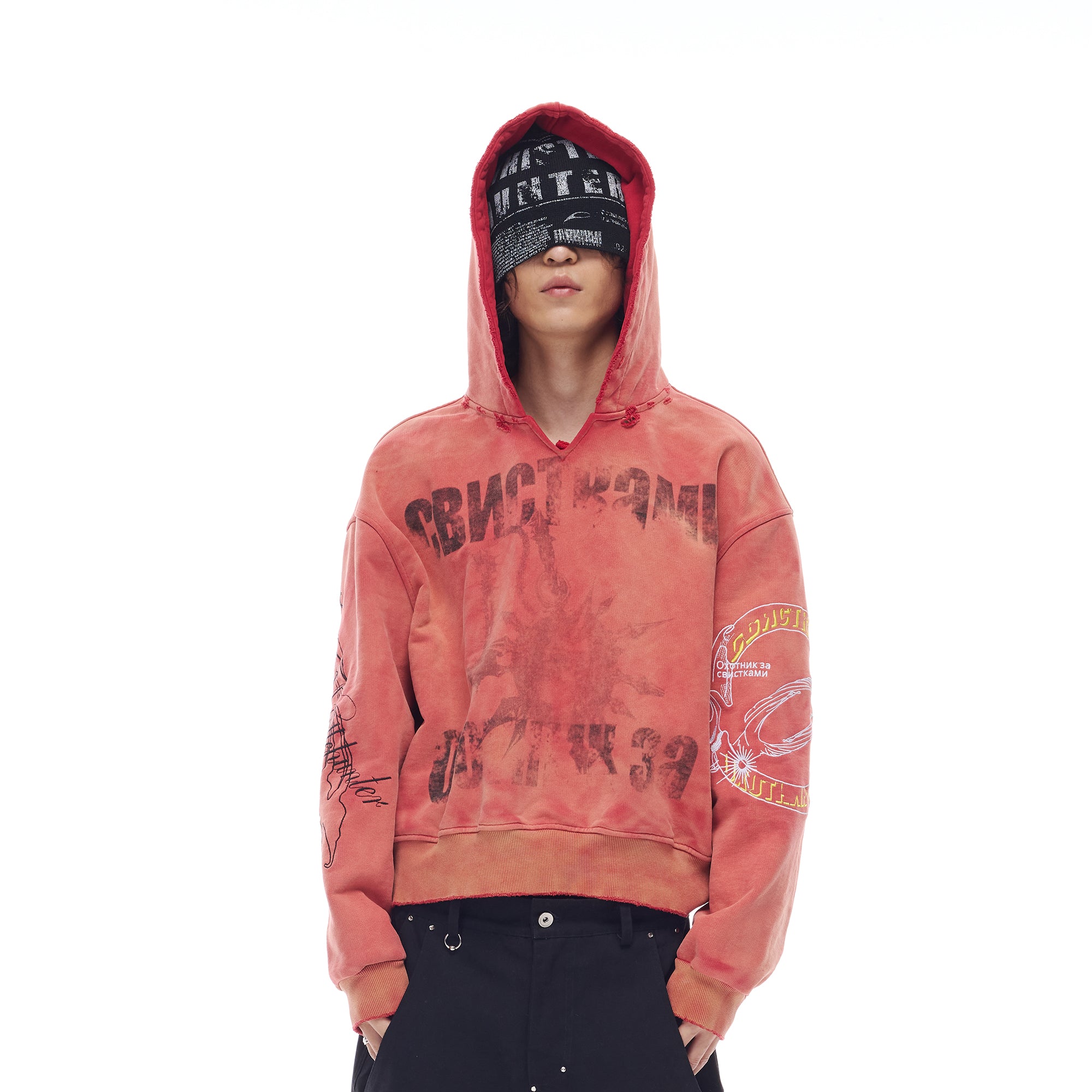 WHISTLEHUNTER Washed Graphic Embroidered Hoodie