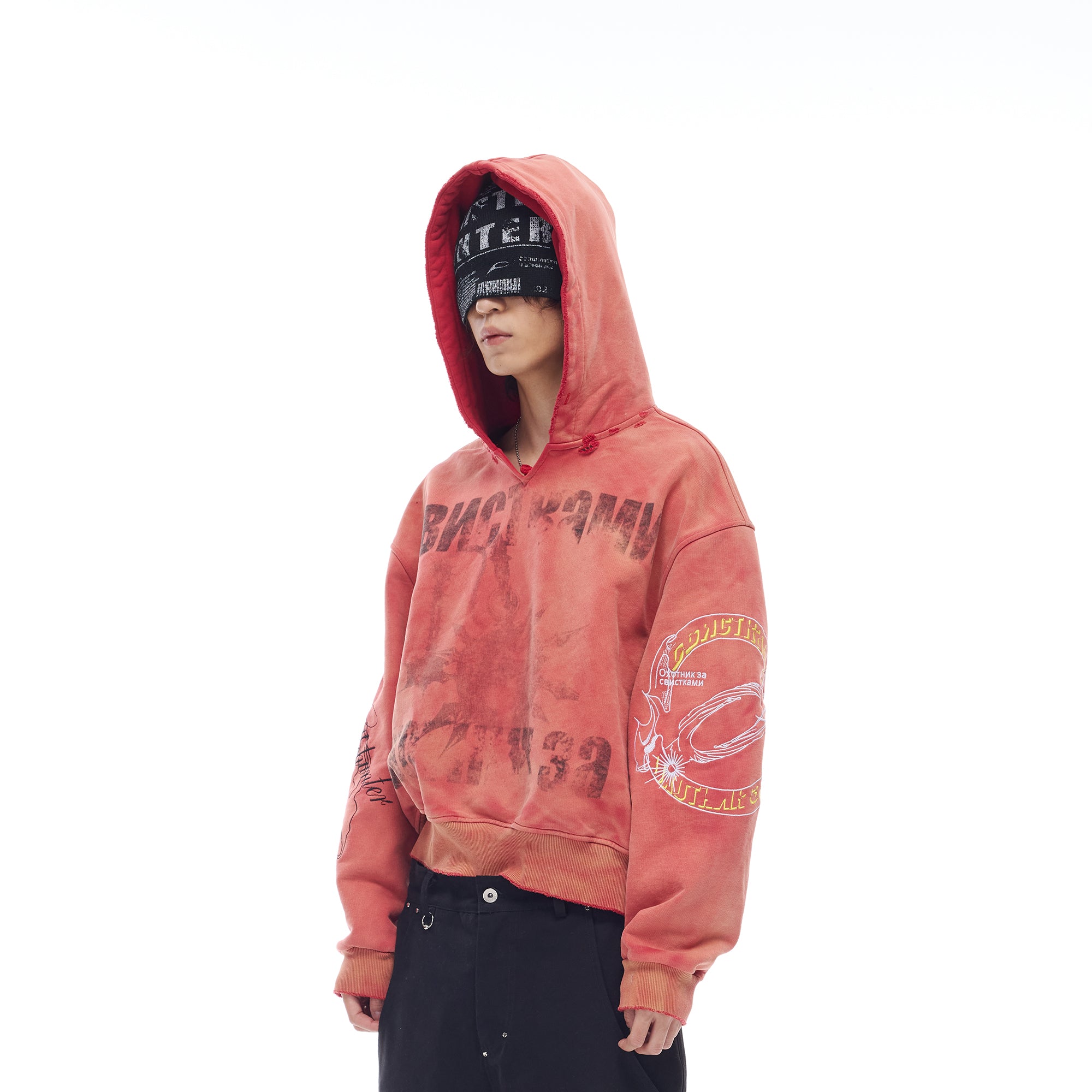WHISTLEHUNTER Washed Graphic Embroidered Hoodie