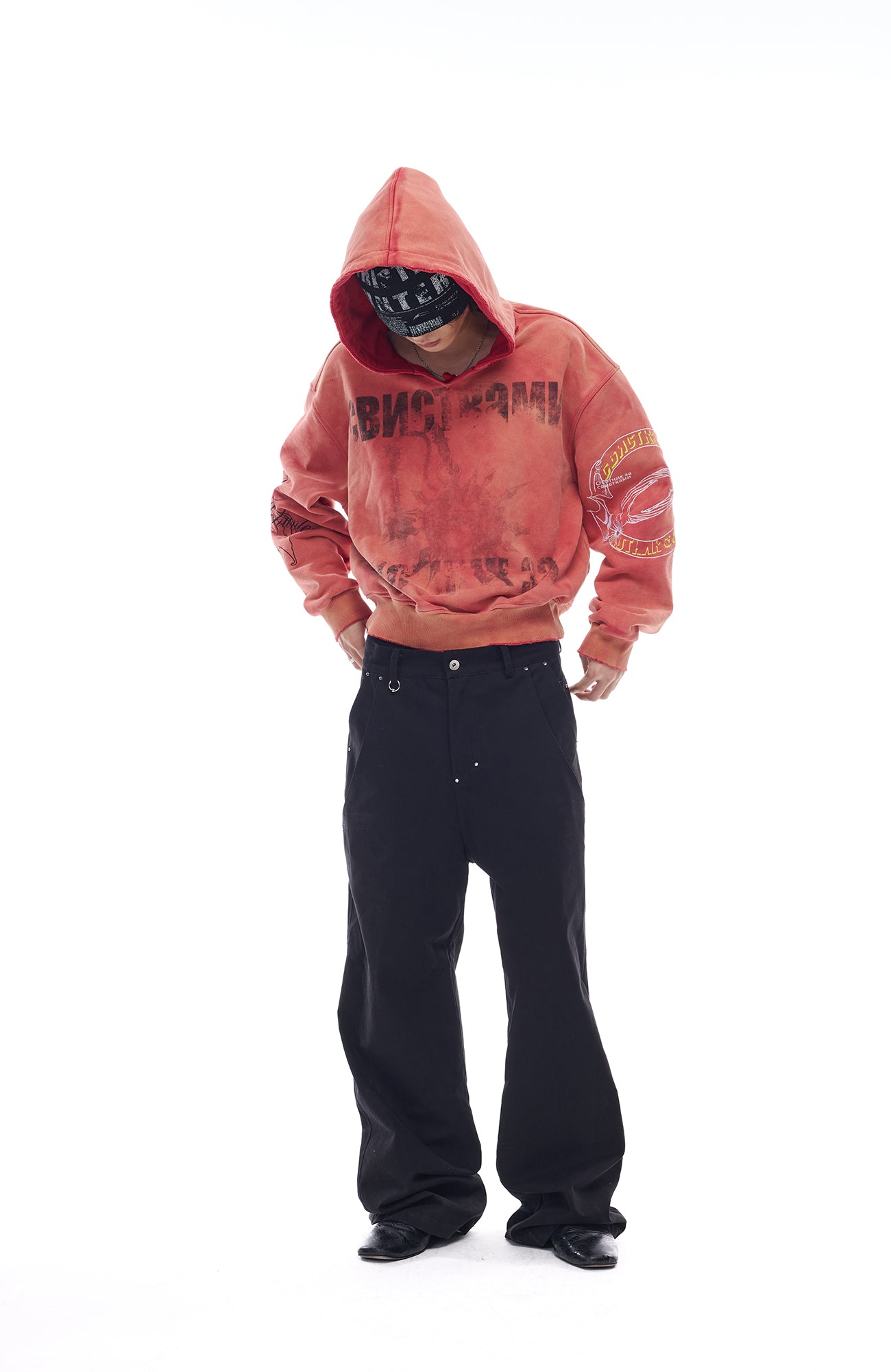 WHISTLEHUNTER Washed Graphic Embroidered Hoodie