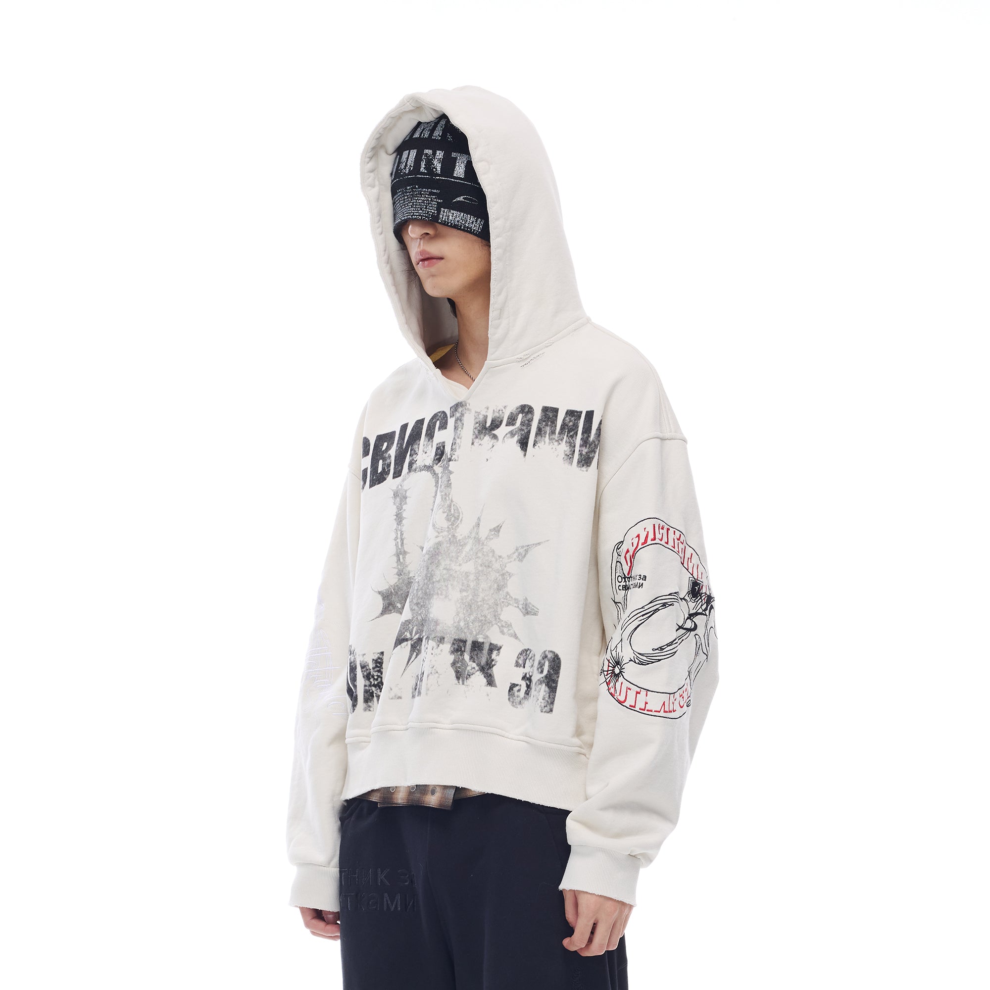 WHISTLEHUNTER Washed Graphic Embroidered Hoodie