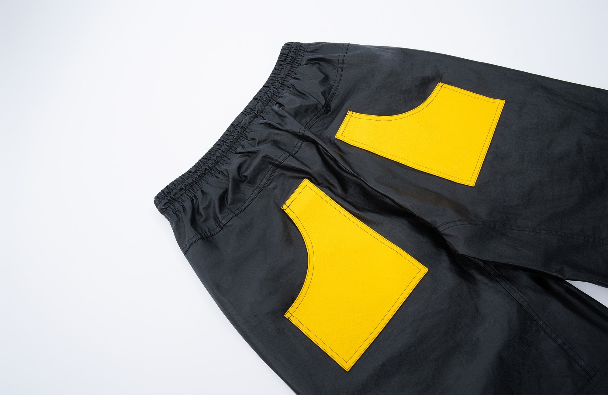 MOGONGSHE Contrast Stripe PU Wide-Leg Pants