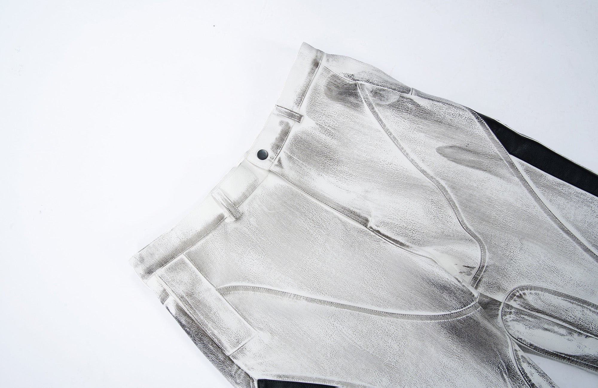 MOGONGSHE Distressed Techwear PU Moto Pants