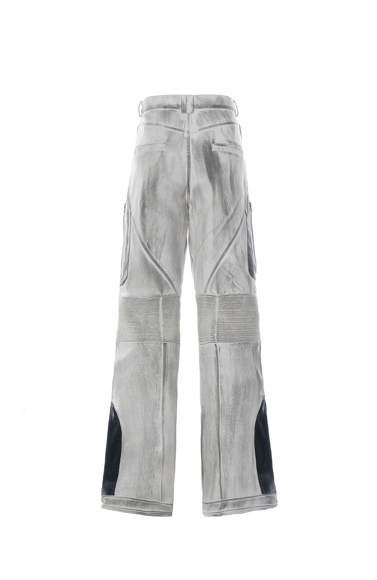 MOGONGSHE Distressed Techwear PU Moto Pants