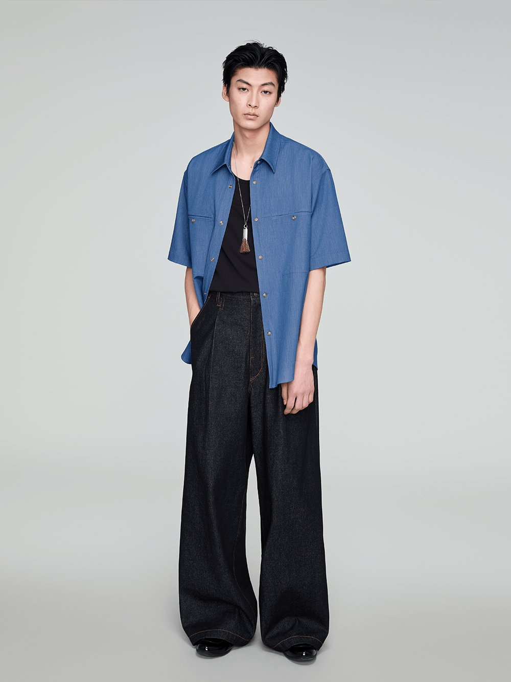 OPICLOTH Retro Washed Pleated Wide-Leg Jeans, premium urban and streetwear designers apparel on PROJECTISR.com, OPICLOTH