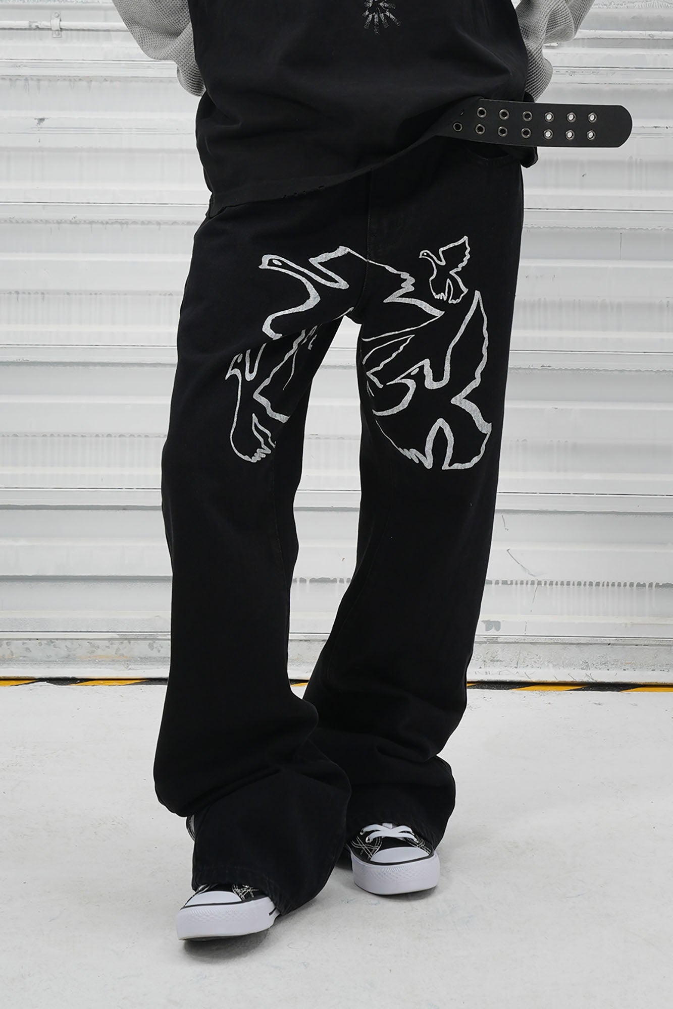 VINKID Flock of Doves Graphic Jeans, premium urban and streetwear designers apparel on PROJECTISR.com, VINKID