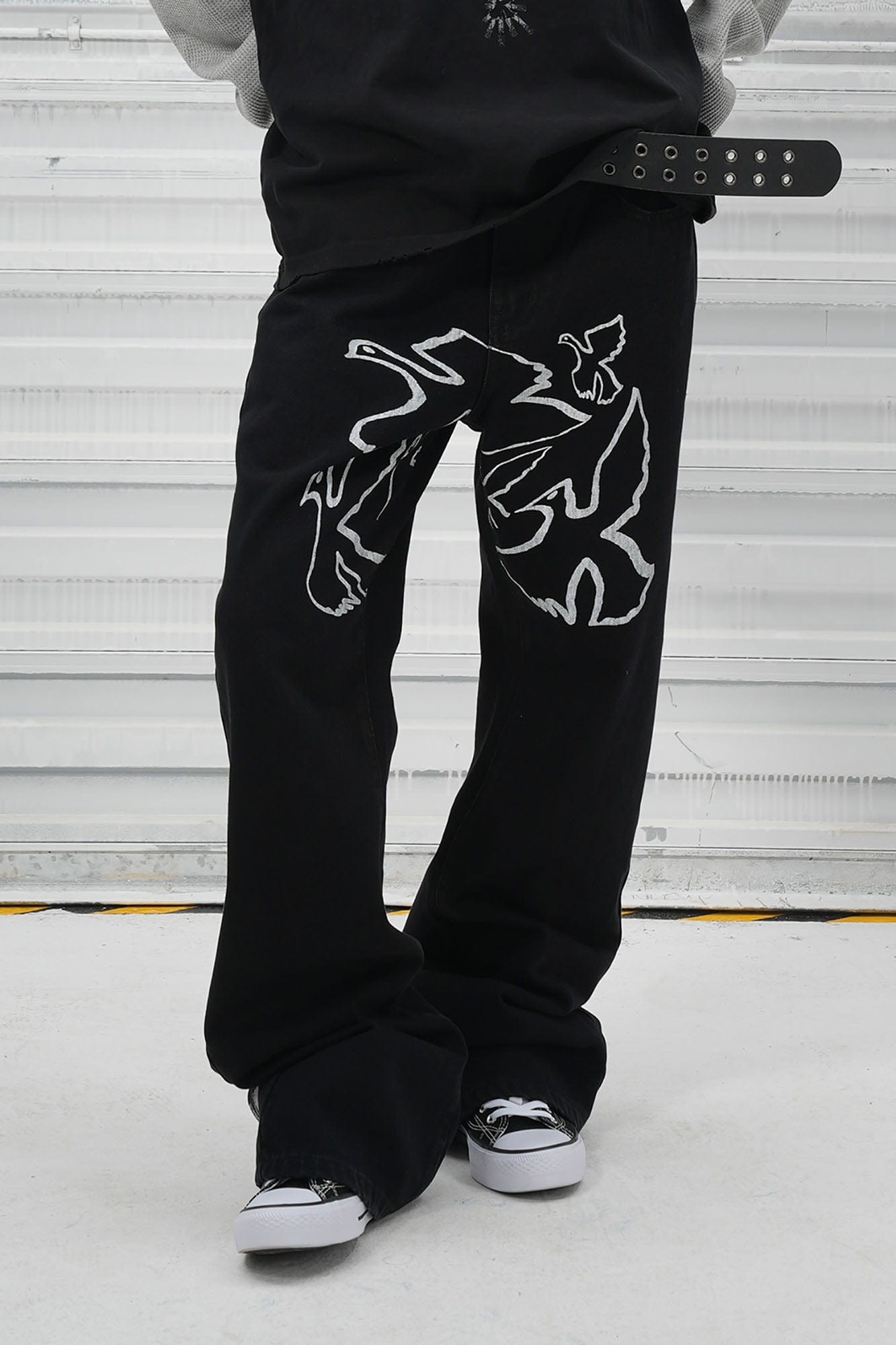 VINKID Flock of Doves Graphic Jeans, premium urban and streetwear designers apparel on PROJECTISR.com, VINKID