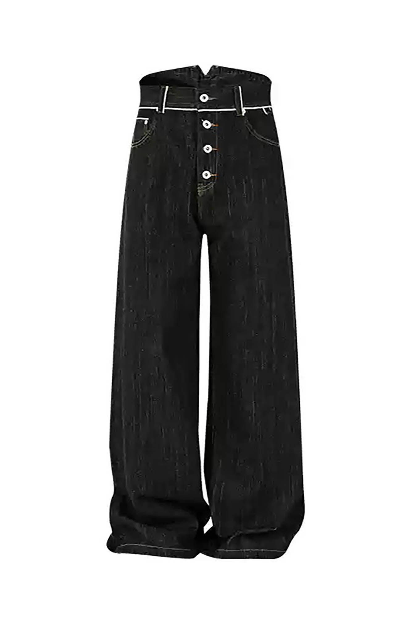 KREATE Selvage Waist Button-Fly Wide-Leg Jeans, premium urban and streetwear designers apparel on PROJECTISR.com, KREATE