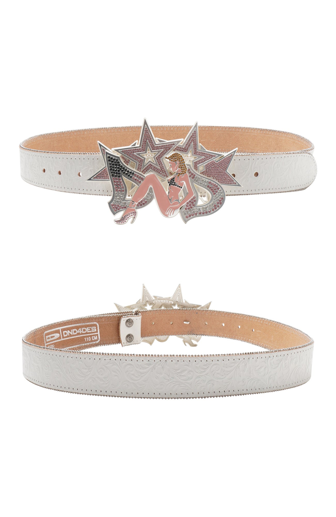 DND4DES Star Buckle Embossed Leather Belt