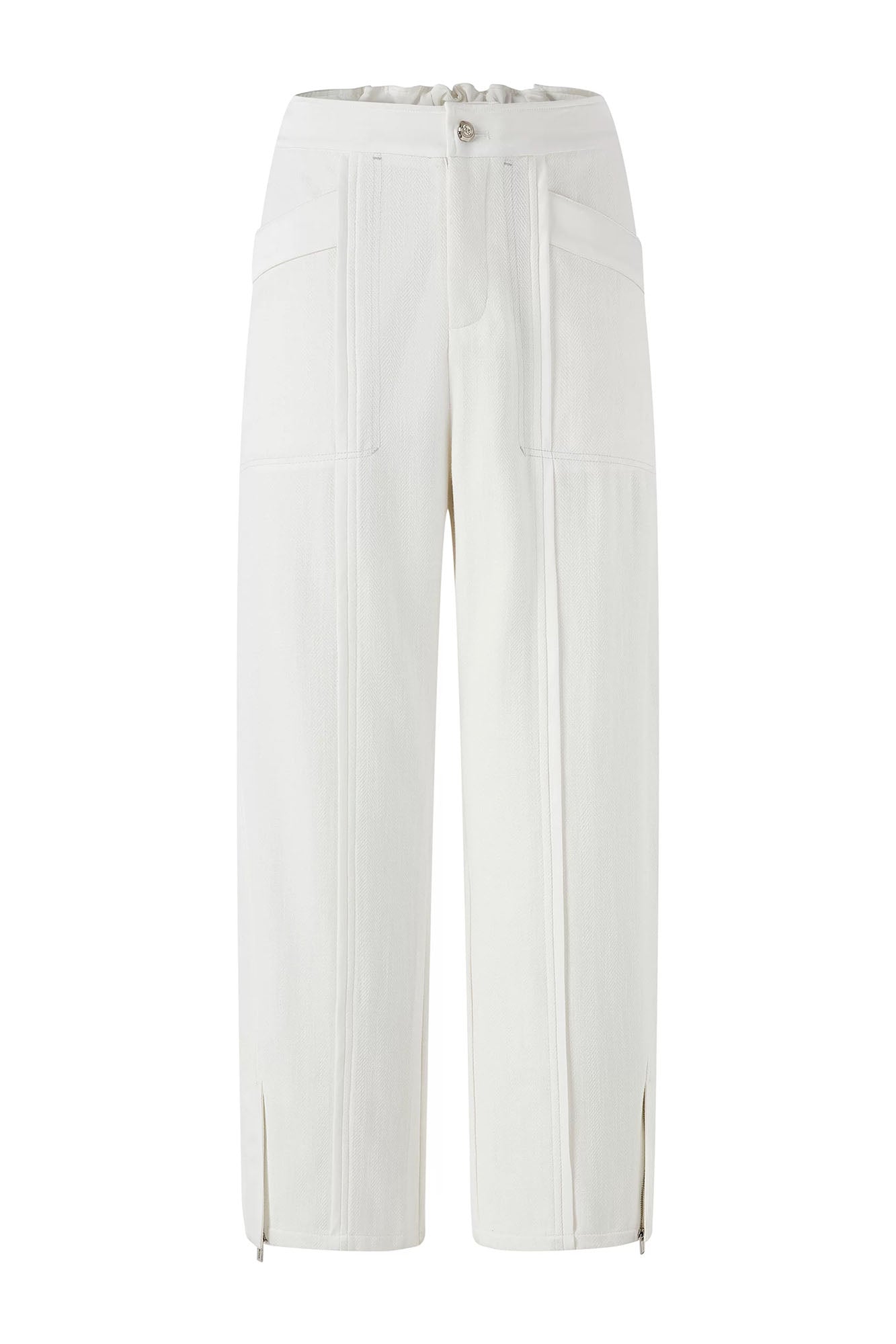 TIWILLTANG Paneled Zipper-Hem Wide-Leg Pants White