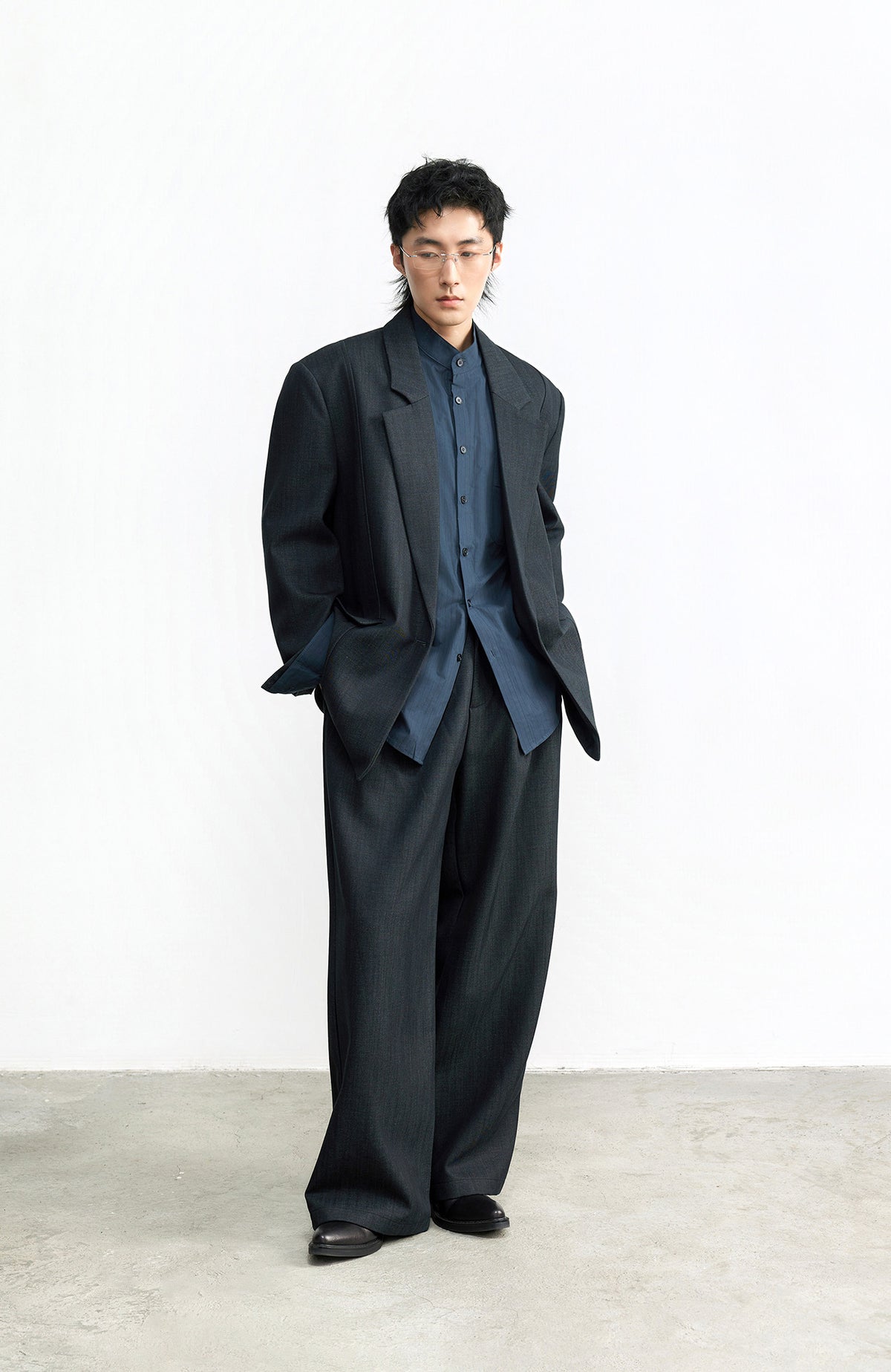 SAMMOKONPA Retro Double-Pleat Wide-Leg Trousers