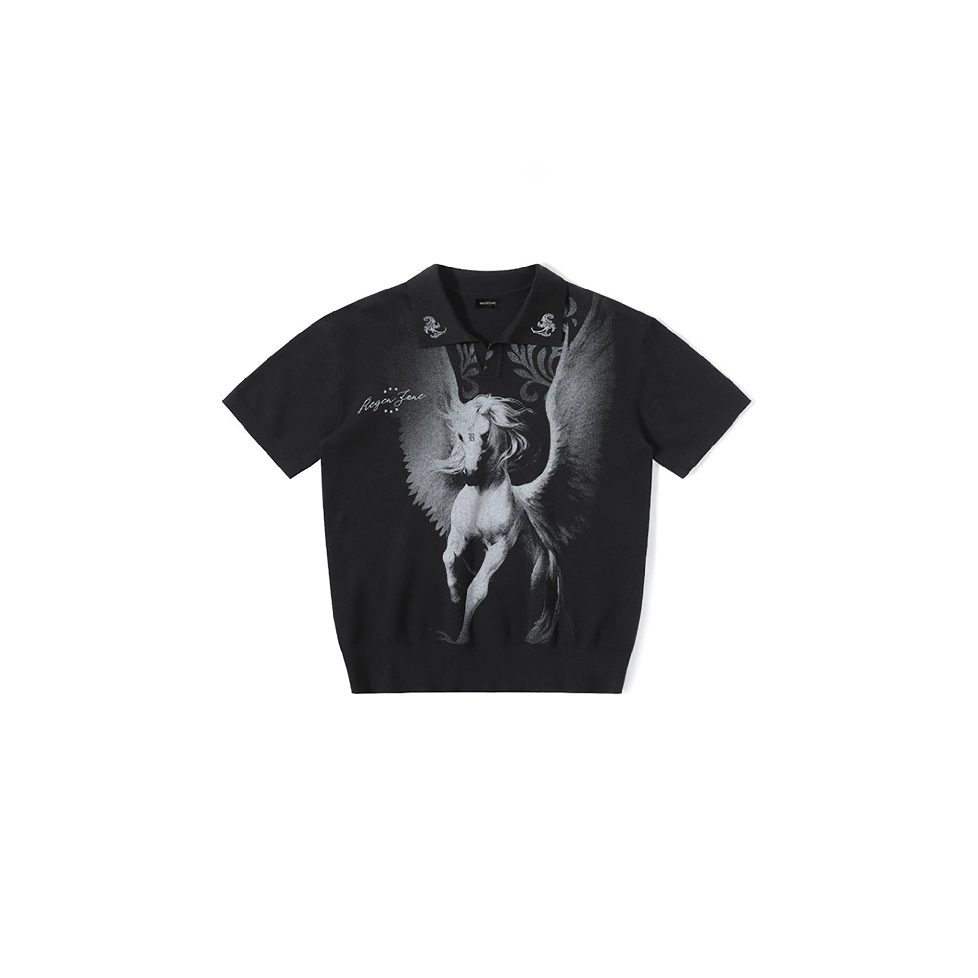 REGEN ZONE Pegasus Totem Knitted Polo T-Shirt