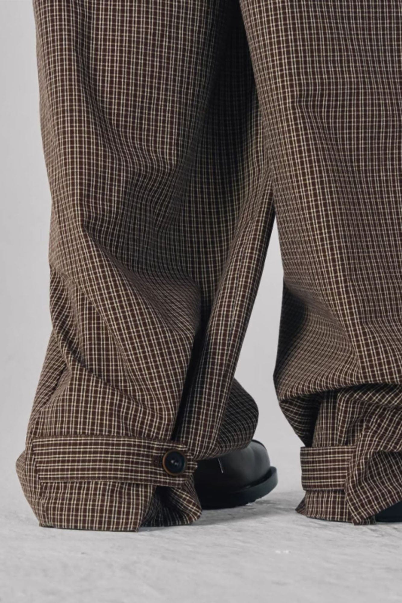 GONGHE REPUB Retro Paid Spliced Wide-Leg Pants, premium urban and streetwear designers apparel on PROJECTISR.com, GONGHE REPUB