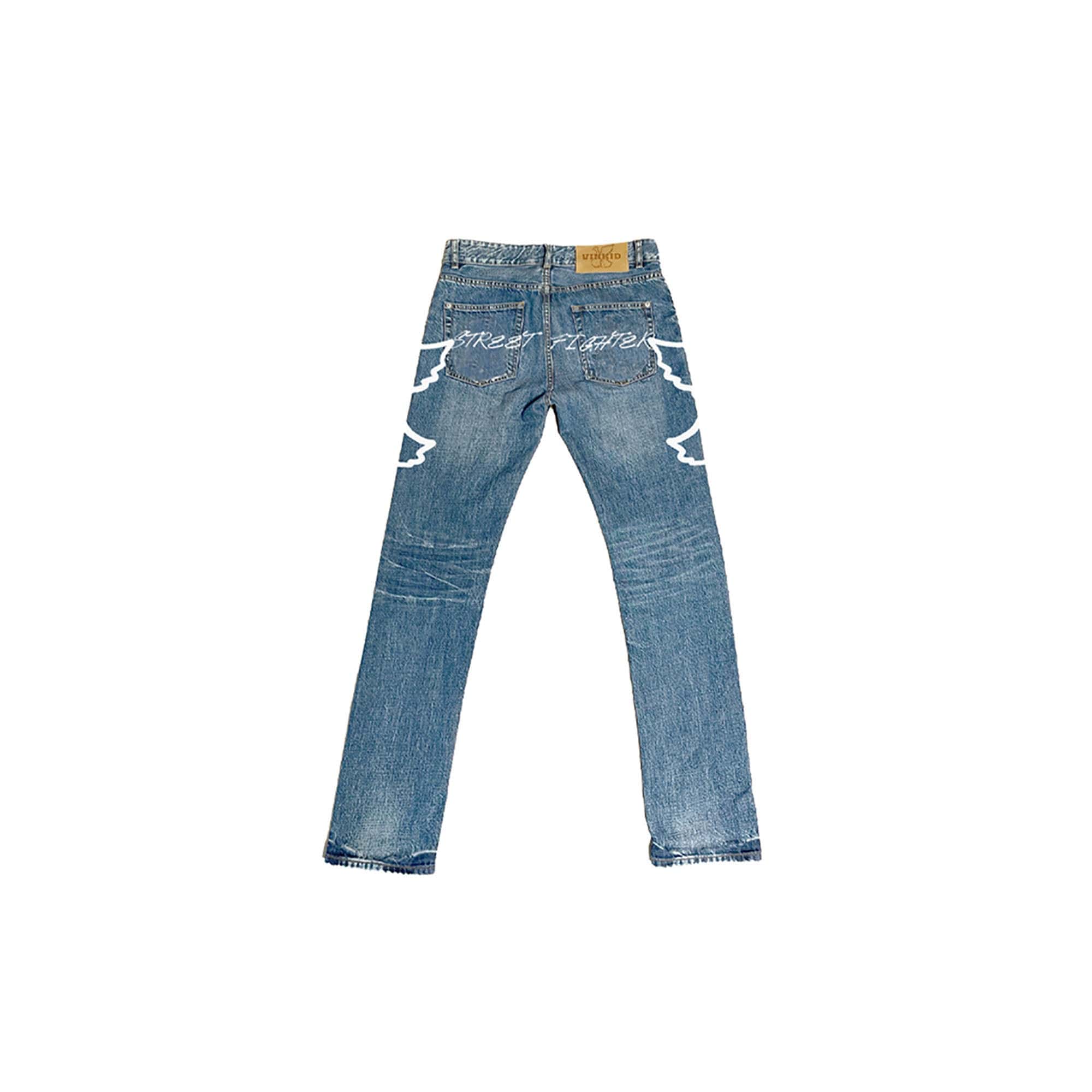 VINKID Dove Embroidered Distressed Stacked Jeans, premium urban and streetwear designers apparel on PROJECTISR.com, VINKID
