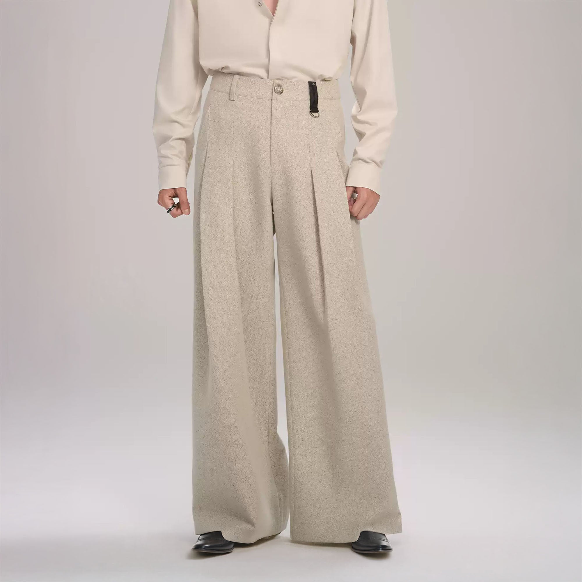 TIWILLTANG Classic Pleats Wool-Blend Wide-Leg Pants