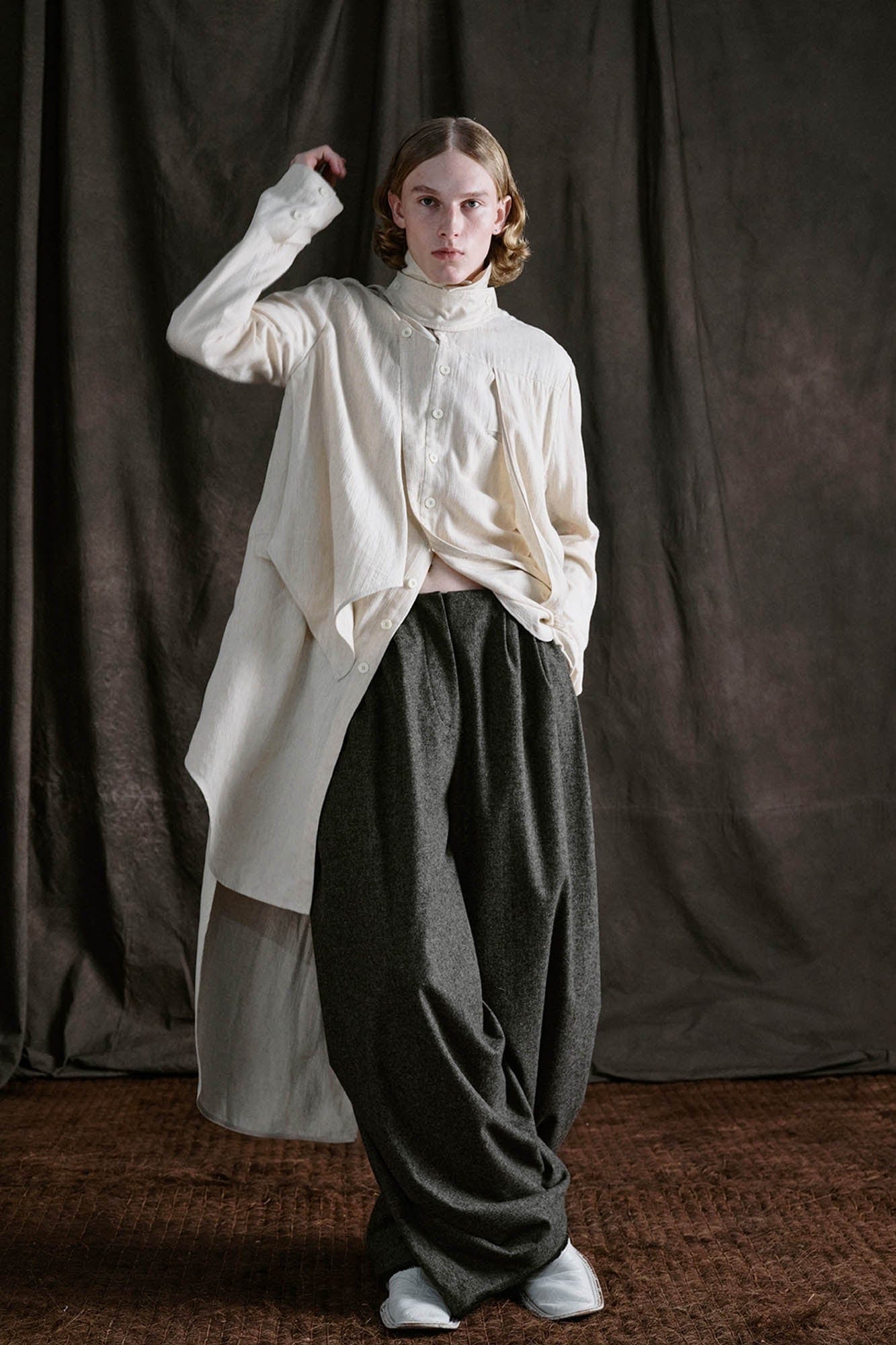 ILNya Nieternite Nifutur Crinkled Wool-Blend Voluminous Trousers, premium urban and streetwear designers apparel on PROJECTISR.com, ILNya Nieternite Nifutur
