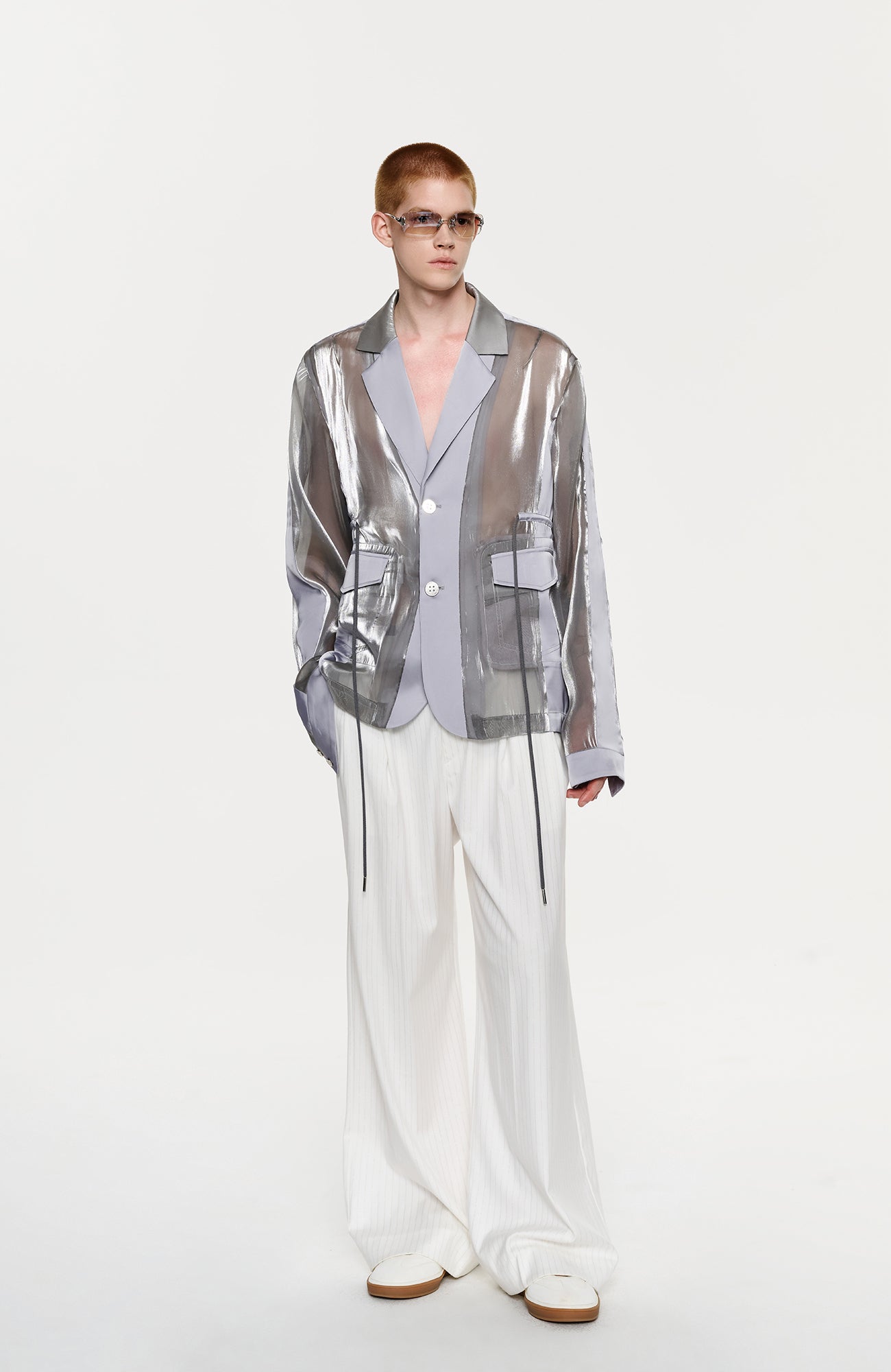 TIWILLTANG Drawstring Lustrous Paneled Blazer
