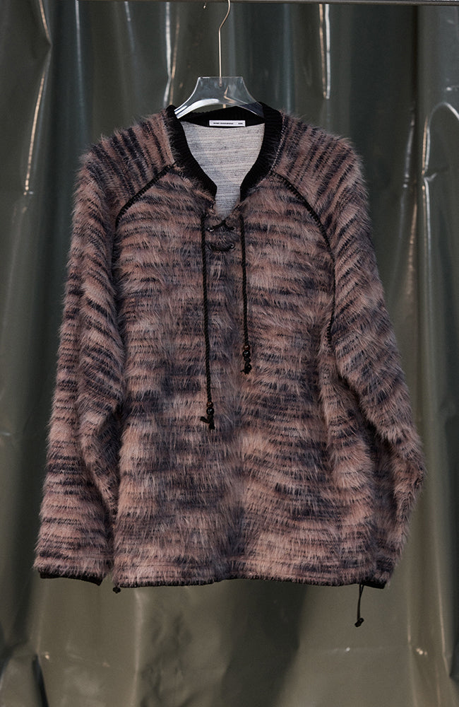 RECOVER ZONE Striped Mohair Drawstring Sweater