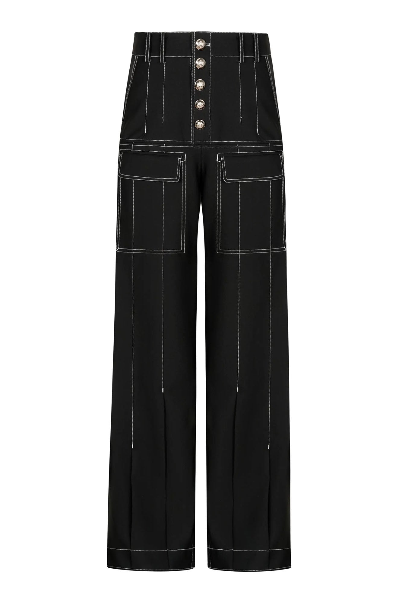 TIWILLTANG Stitched Button-Up Pleated Flared Pants