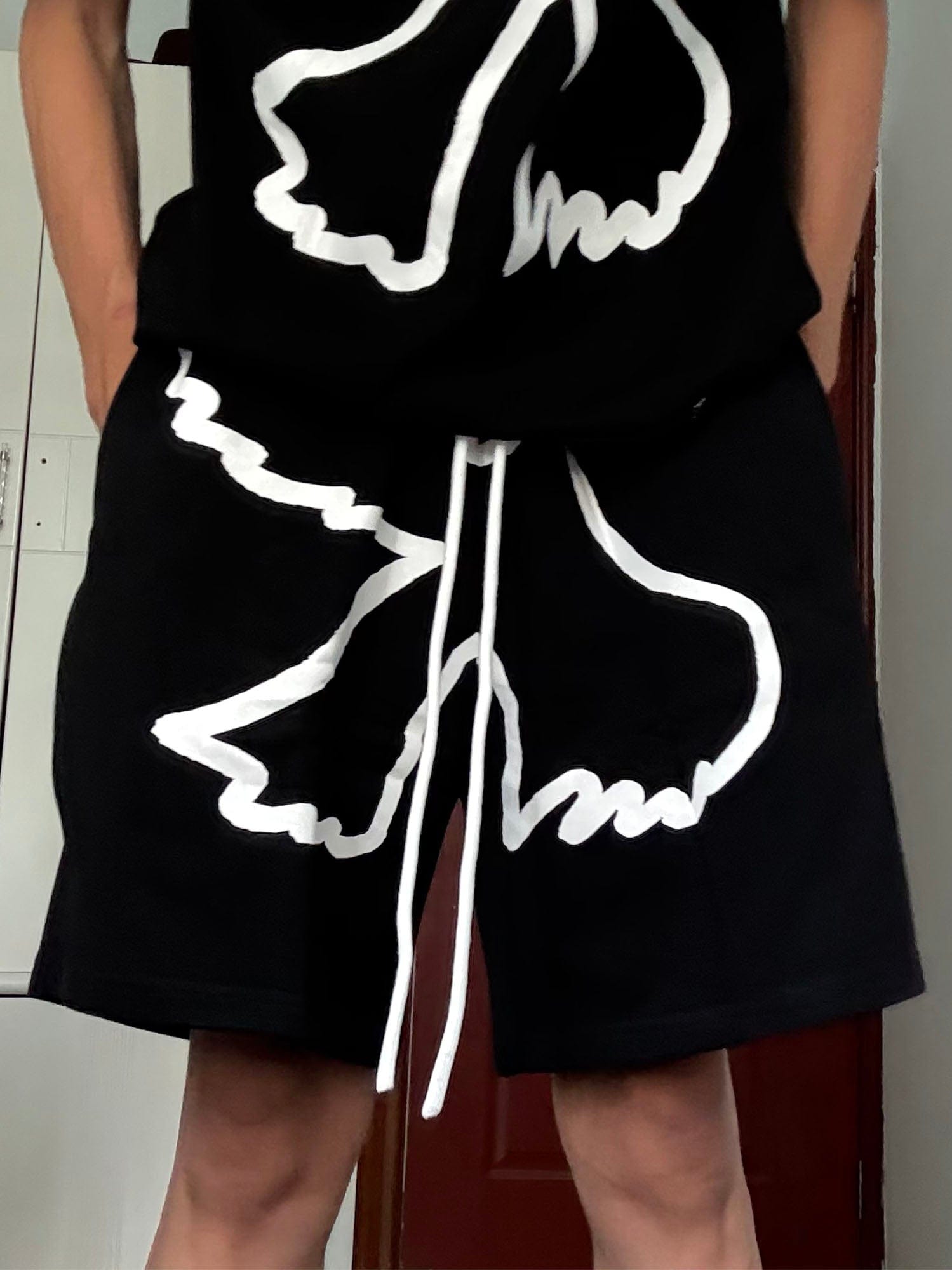 VINKID Dove Graphic Drawstring Sweat Shorts, premium urban and streetwear designers apparel on PROJECTISR.com, VINKID