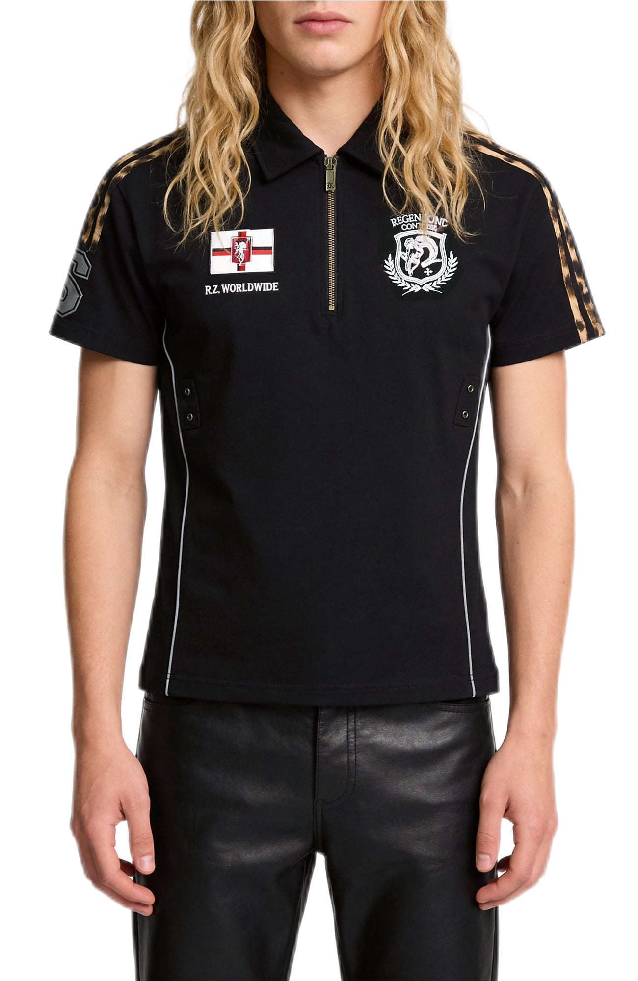 REGEN ZONE Leopard Stripe Reflective Polo T-Shirt