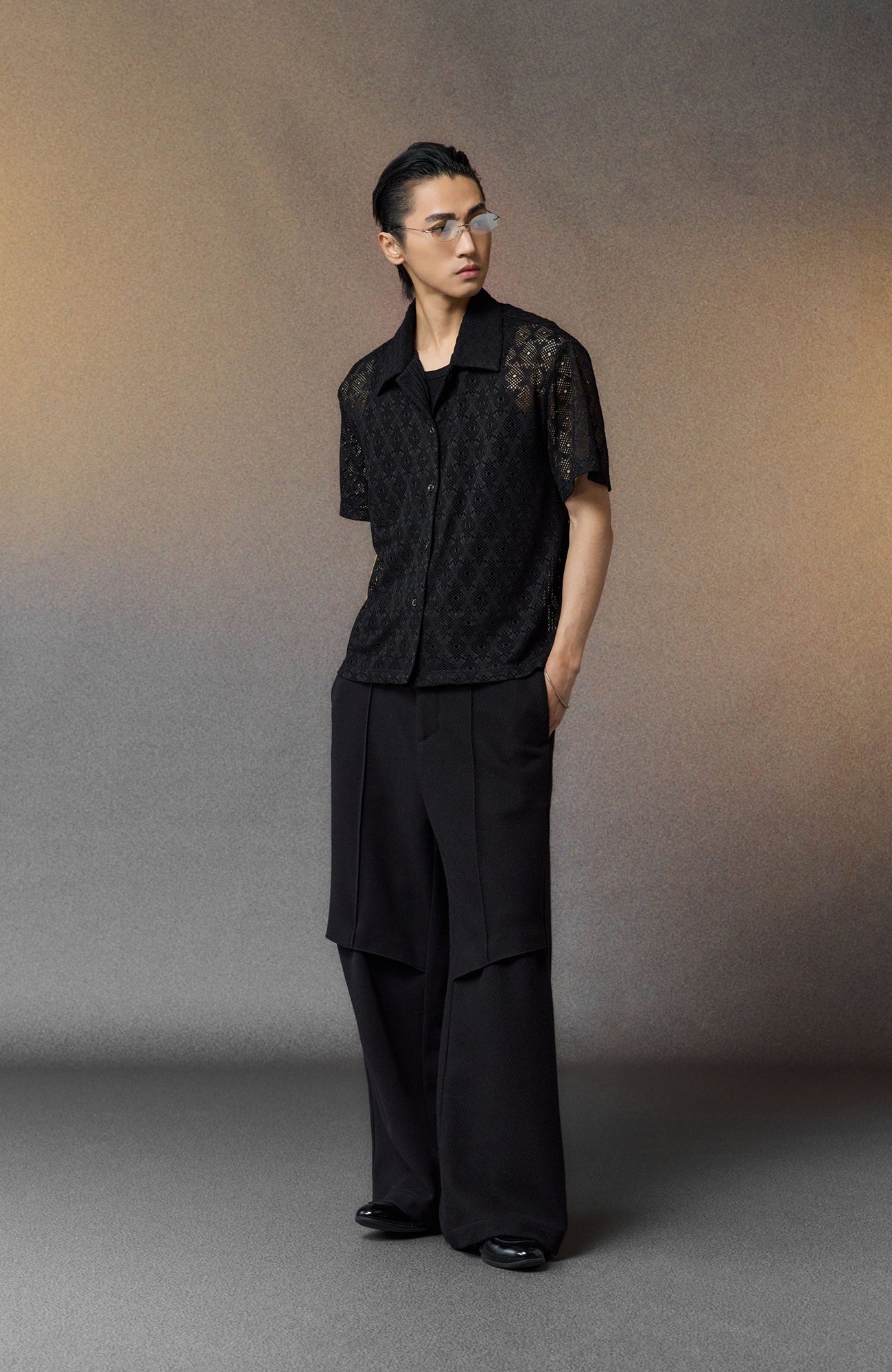 ALVNG AR ANTS Open-Knit Diamond Panel Short-Sleeve Shirt, premium urban and streetwear designers apparel on PROJECTISR.com, ALVNG AR ANTS