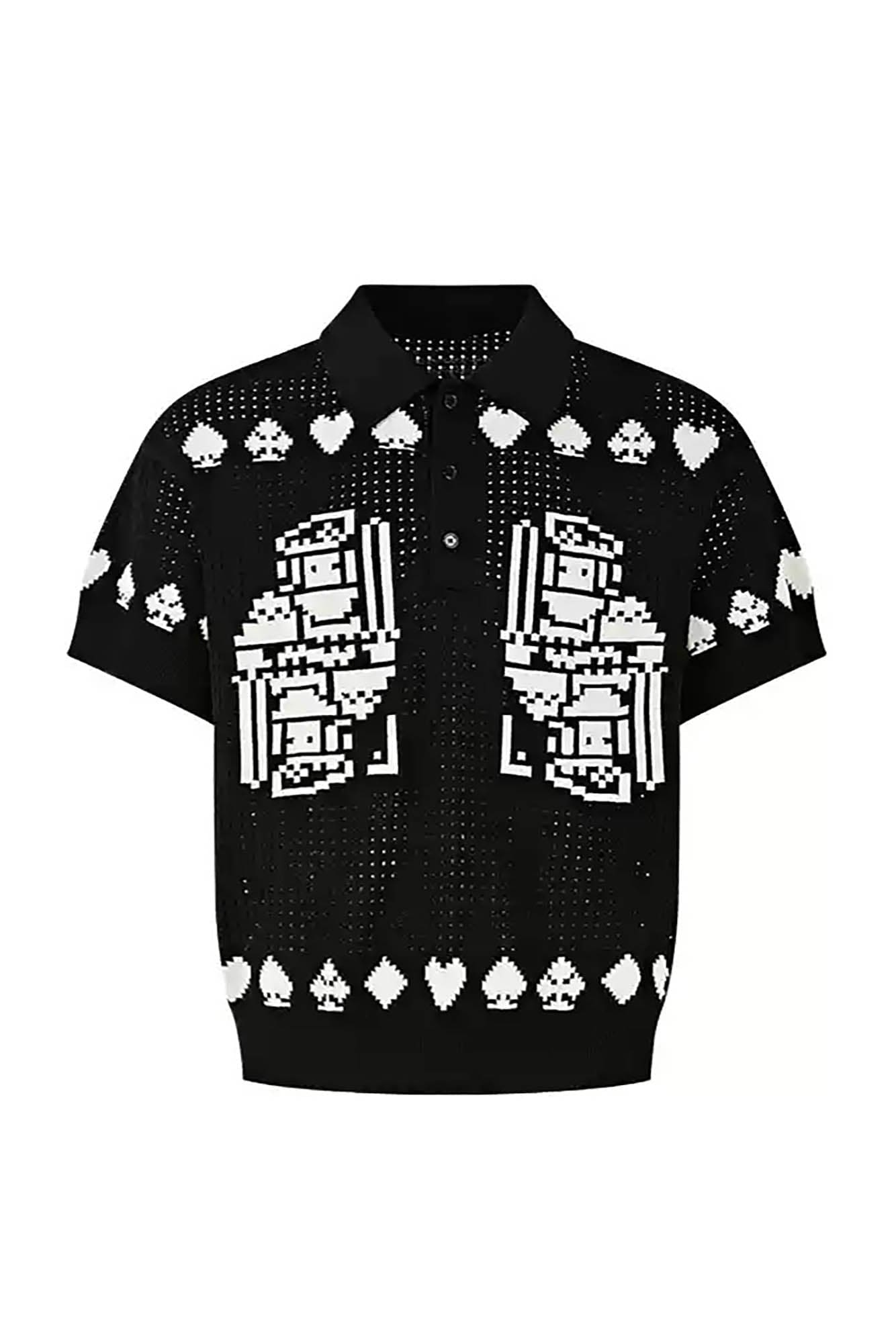 KREATE Pixel Poker Knitted Mesh Polo Half-Sleeve Shirt, premium urban and streetwear designers apparel on PROJECTISR.com, KREATE