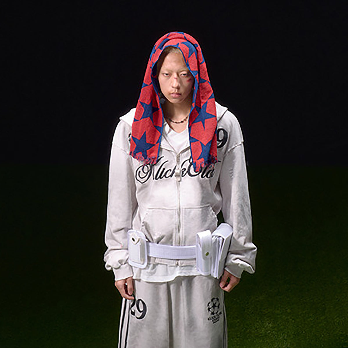 KLICK CLAK Paint-Splattered Embroidered Zip-Up Hoodie