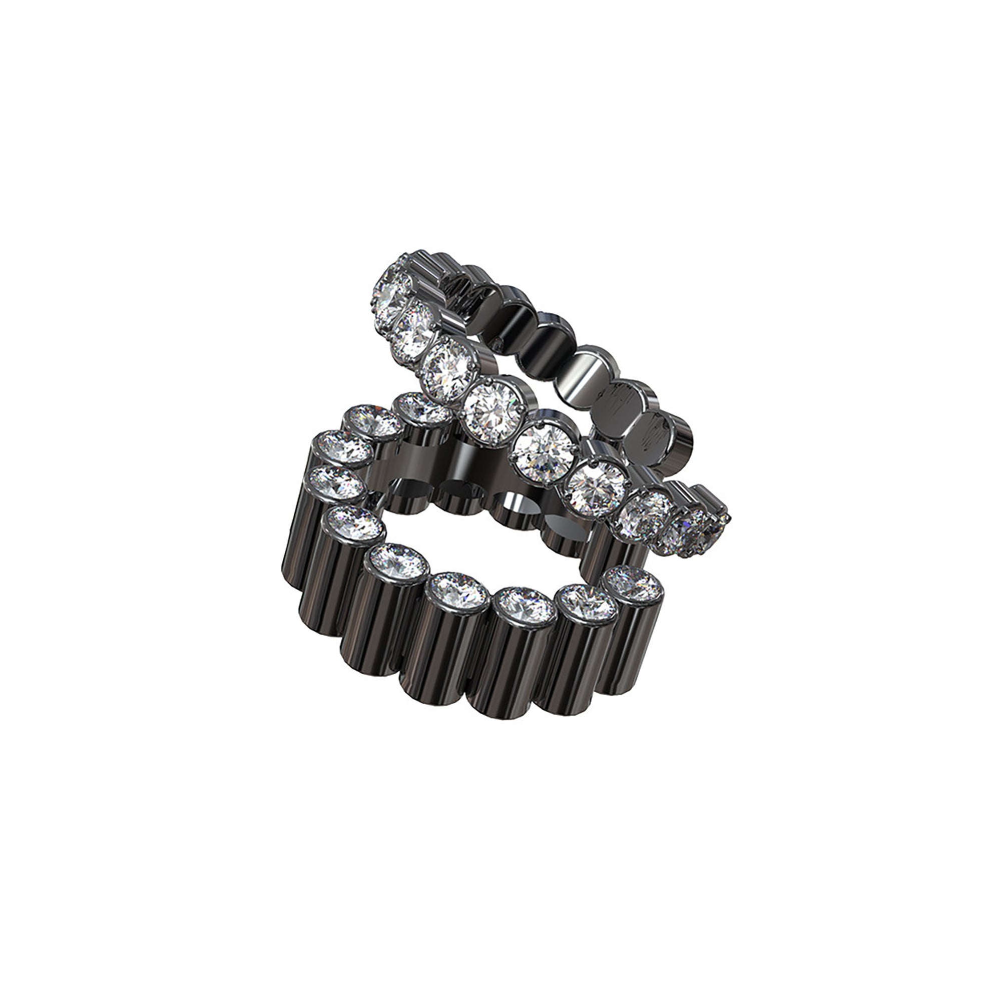 YURITAN Stacked Tube Diamond Ear Cuff