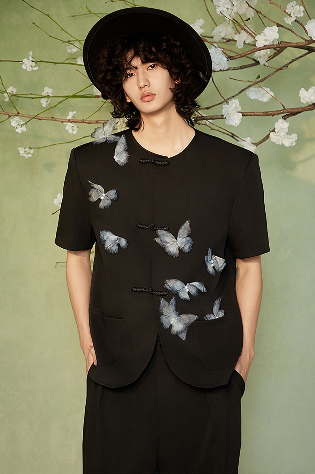 JIECHI Flying Butterfly Frog Button T-Shirt, premium urban and streetwear designers apparel on PROJECTISR.com, JIECHI