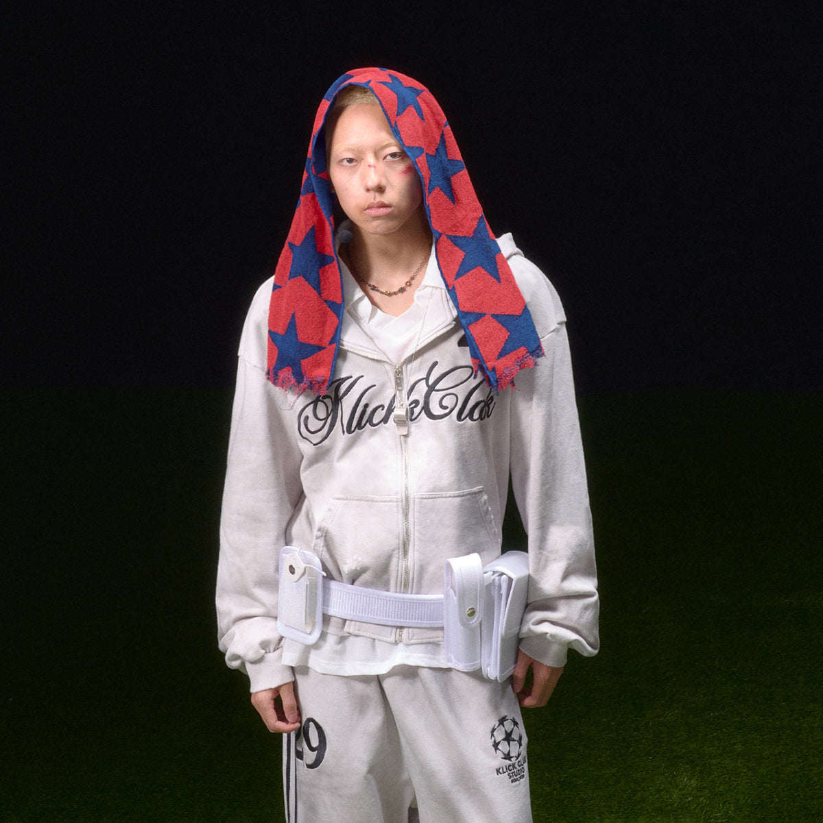 KLICK CLAK Paint-Splattered Embroidered Zip-Up Hoodie