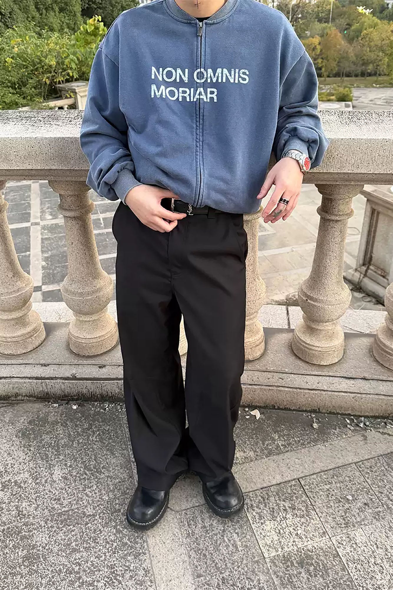 UNDERWATER Retro Washed Graphic Zip-Up Sweatshirt