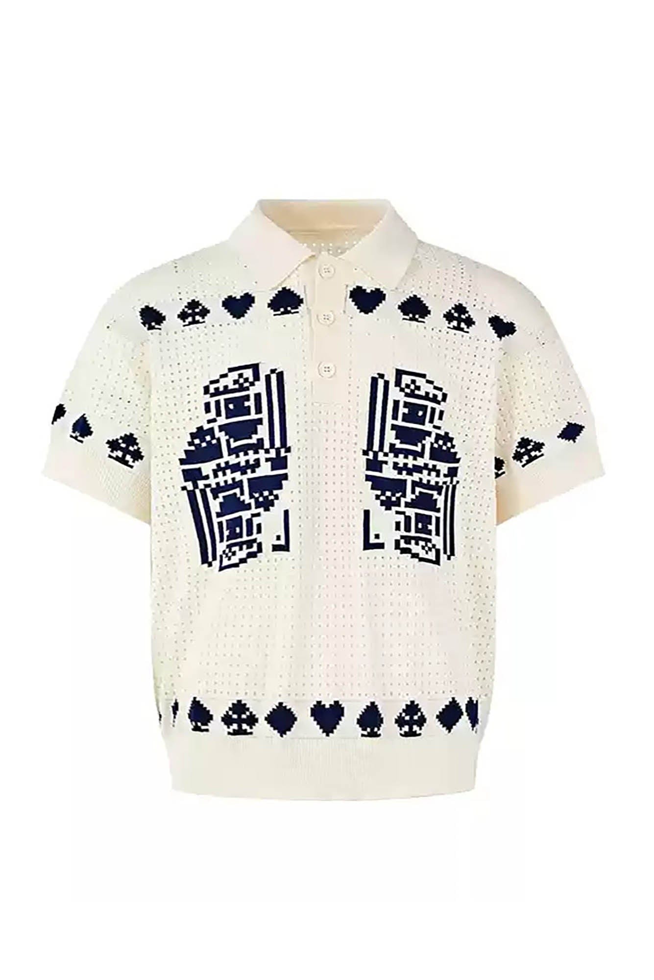 KREATE Pixel Poker Knitted Mesh Polo Half-Sleeve Shirt, premium urban and streetwear designers apparel on PROJECTISR.com, KREATE