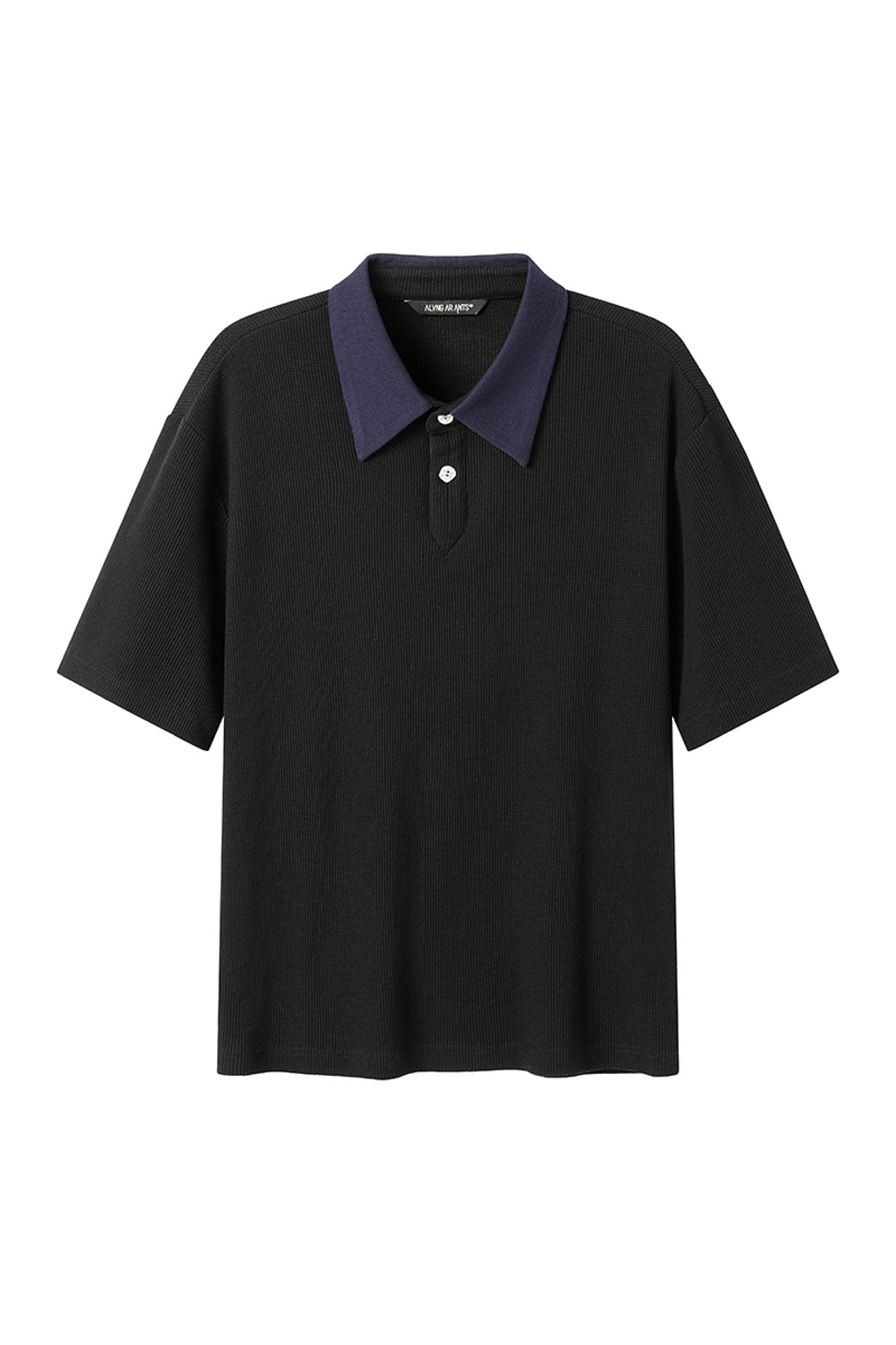 ALVNG AR ANTS Contrast Collar Waffle Knit Polo Shirt, premium urban and streetwear designers apparel on PROJECTISR.com, ALVNG AR ANTS