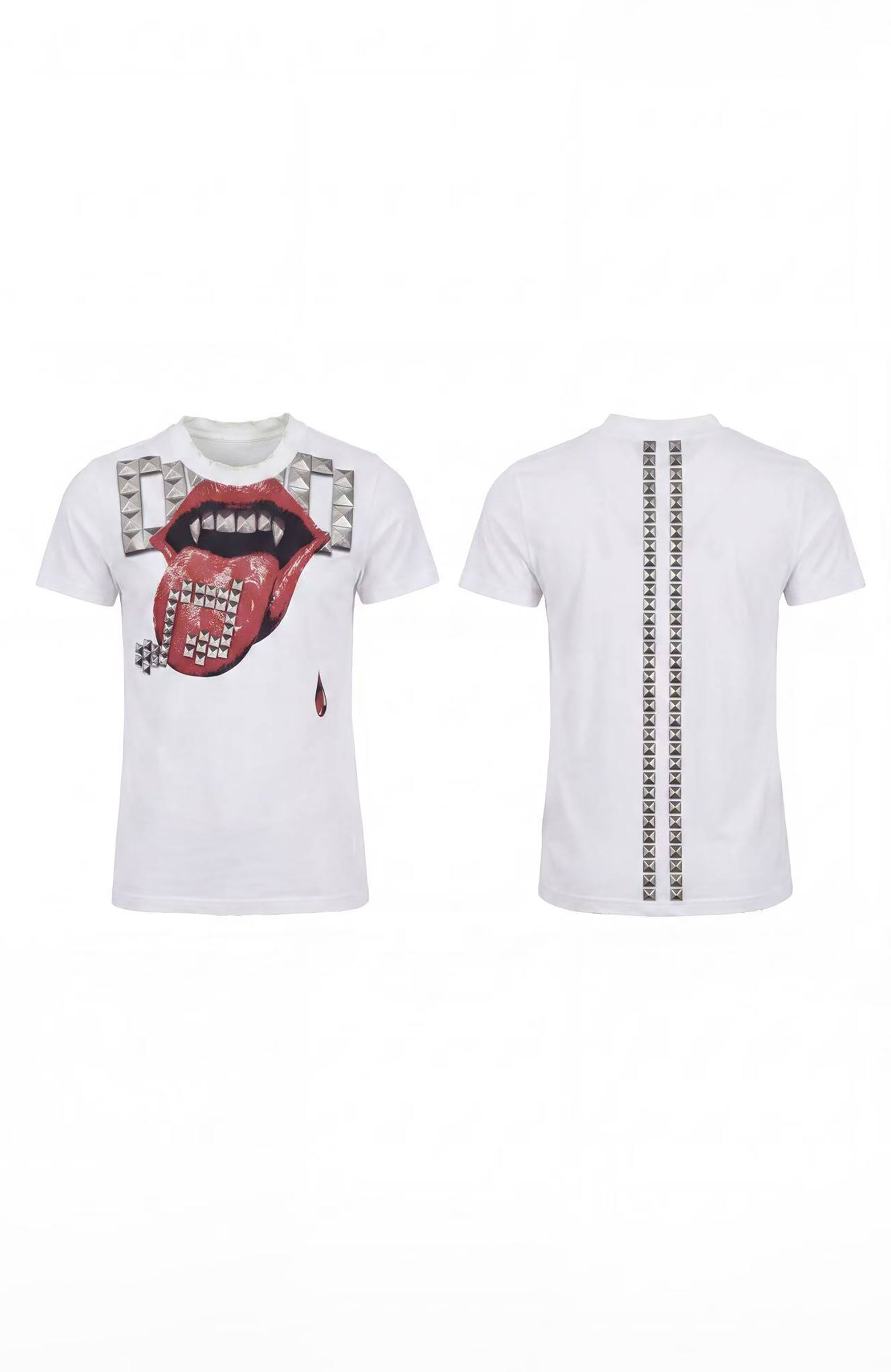 DND4DES Punk Stud Lips Print T-Shirt, premium urban and streetwear designers apparel on PROJECTISR.com, DND4DES